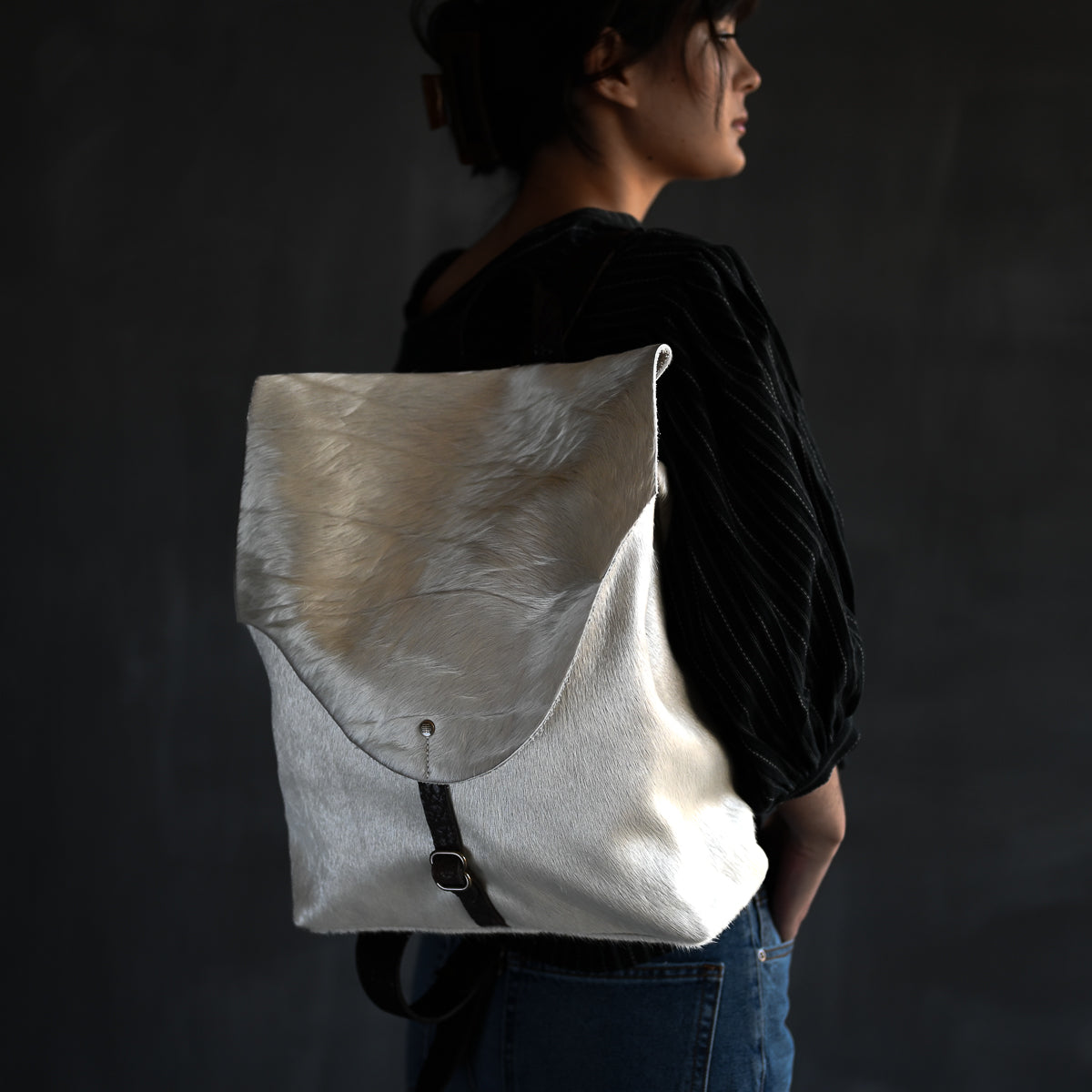 Artisan Backpack LE | Pearl Hair Hide with Mocha Strap