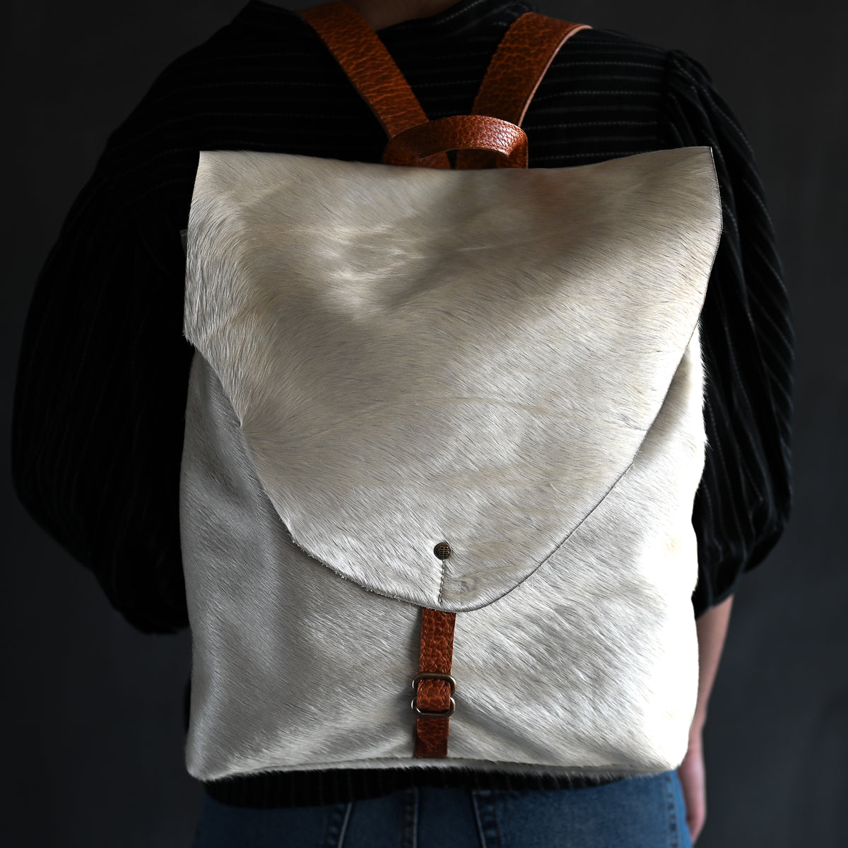 Artisan Backpack LE | Pearl Hair Hide with Tan Strap