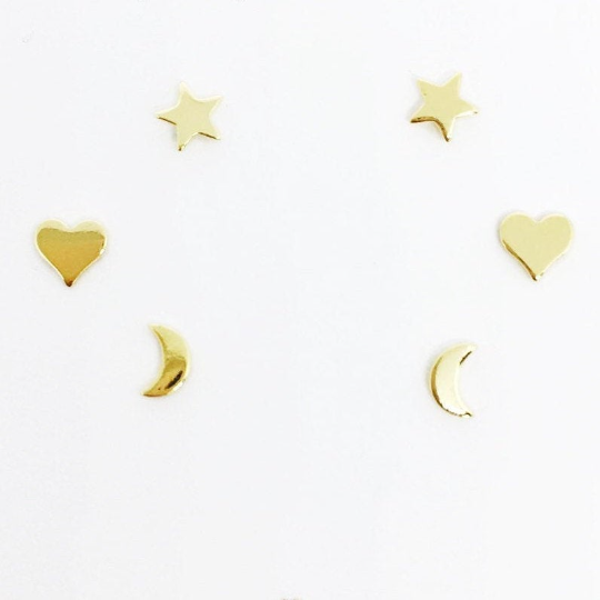 Trio Set of Studs | Star, Moon And Heart
