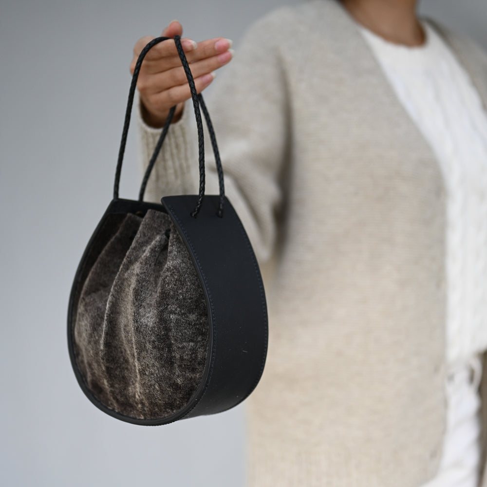 Joi Bag LE | Black and Cream Silky Hair Hide