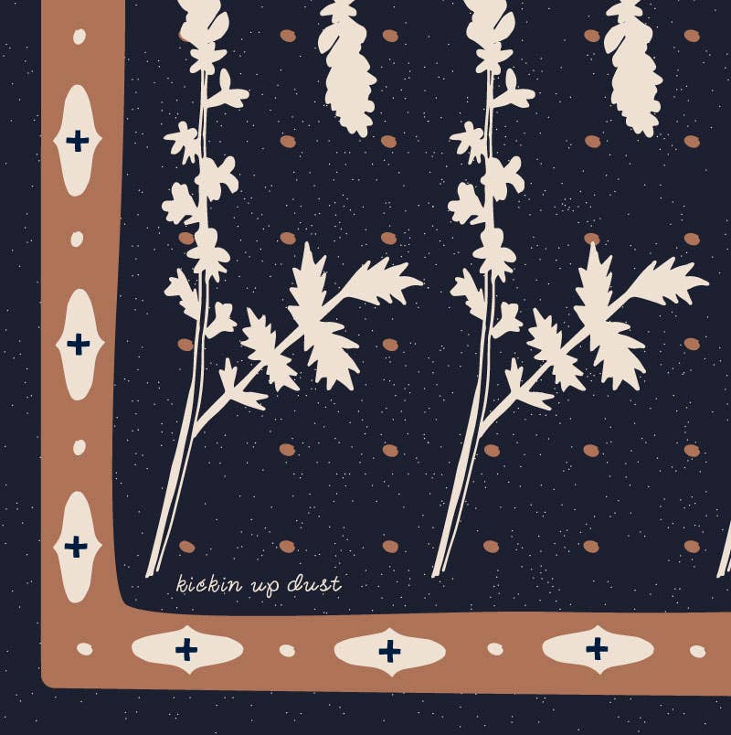 Kickin Up Dust | Cotton Voile Bandana | Deep Navy