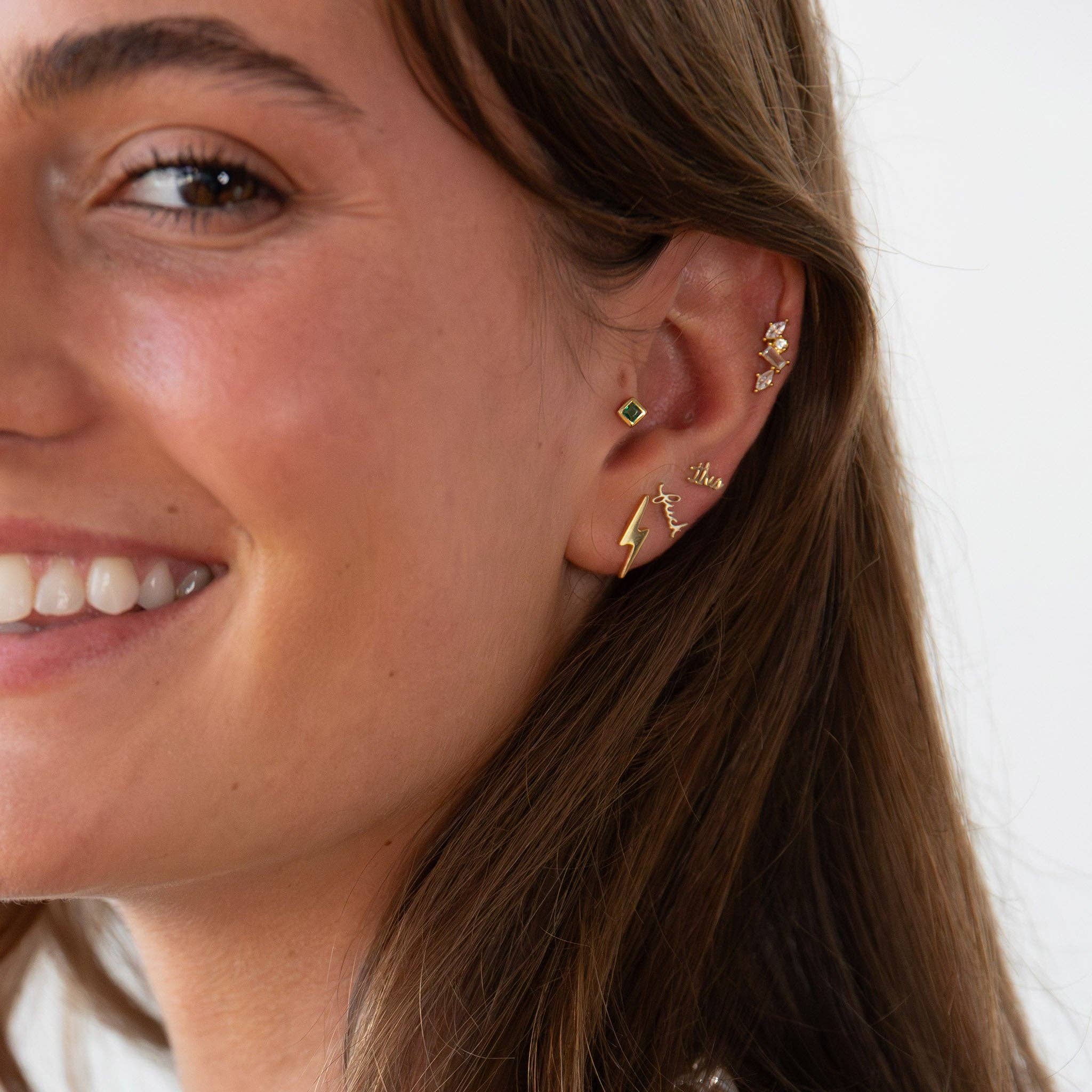 Lightning Bolt Earring Pair | 18k Gold Plate