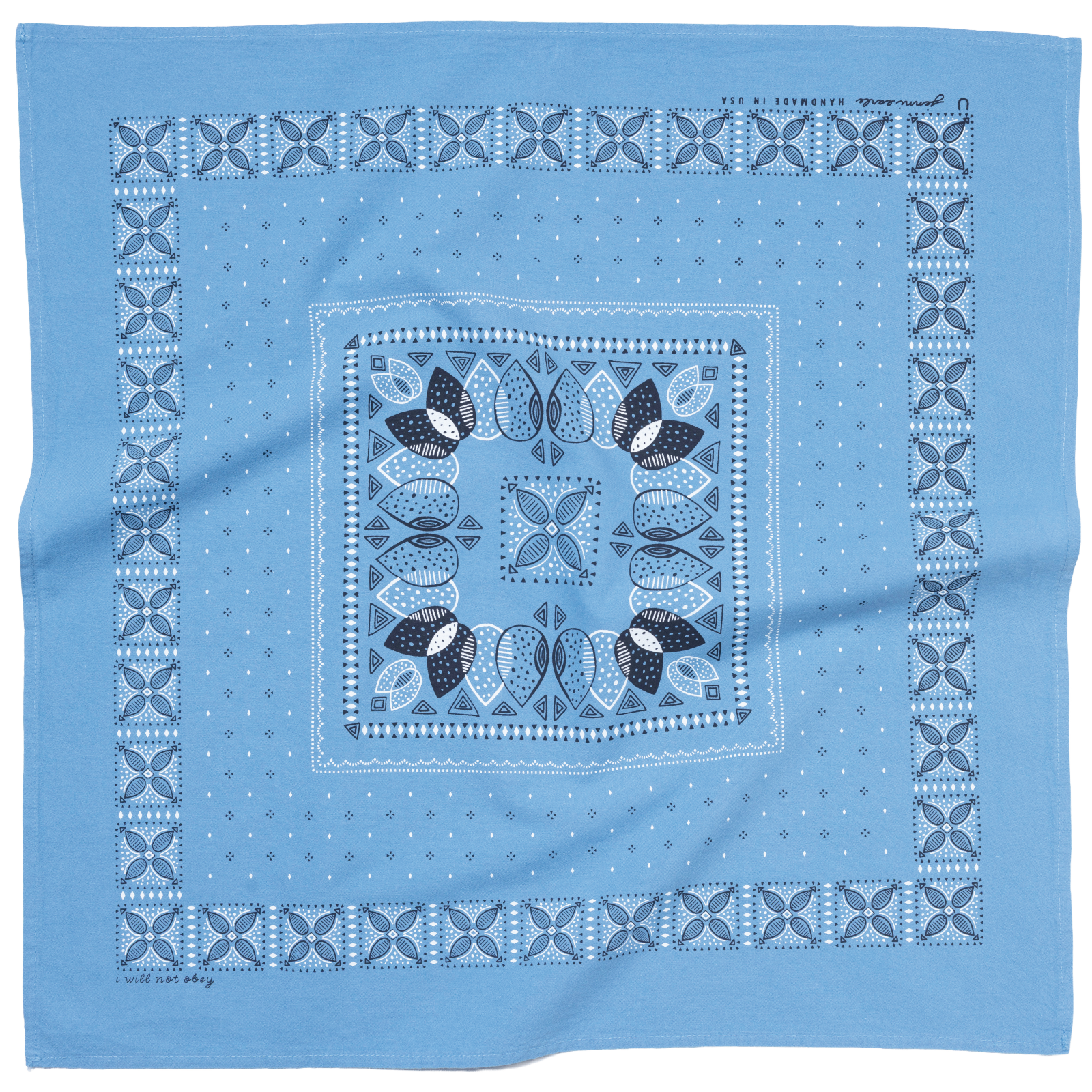 Heritage cotton bandana - 'I Will Not Obey' - Made in USA