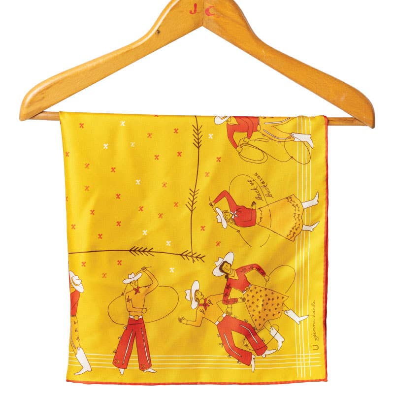 Silk Scarf - “Buck Up Buckaroo” - Square Neck & Hair Scarf