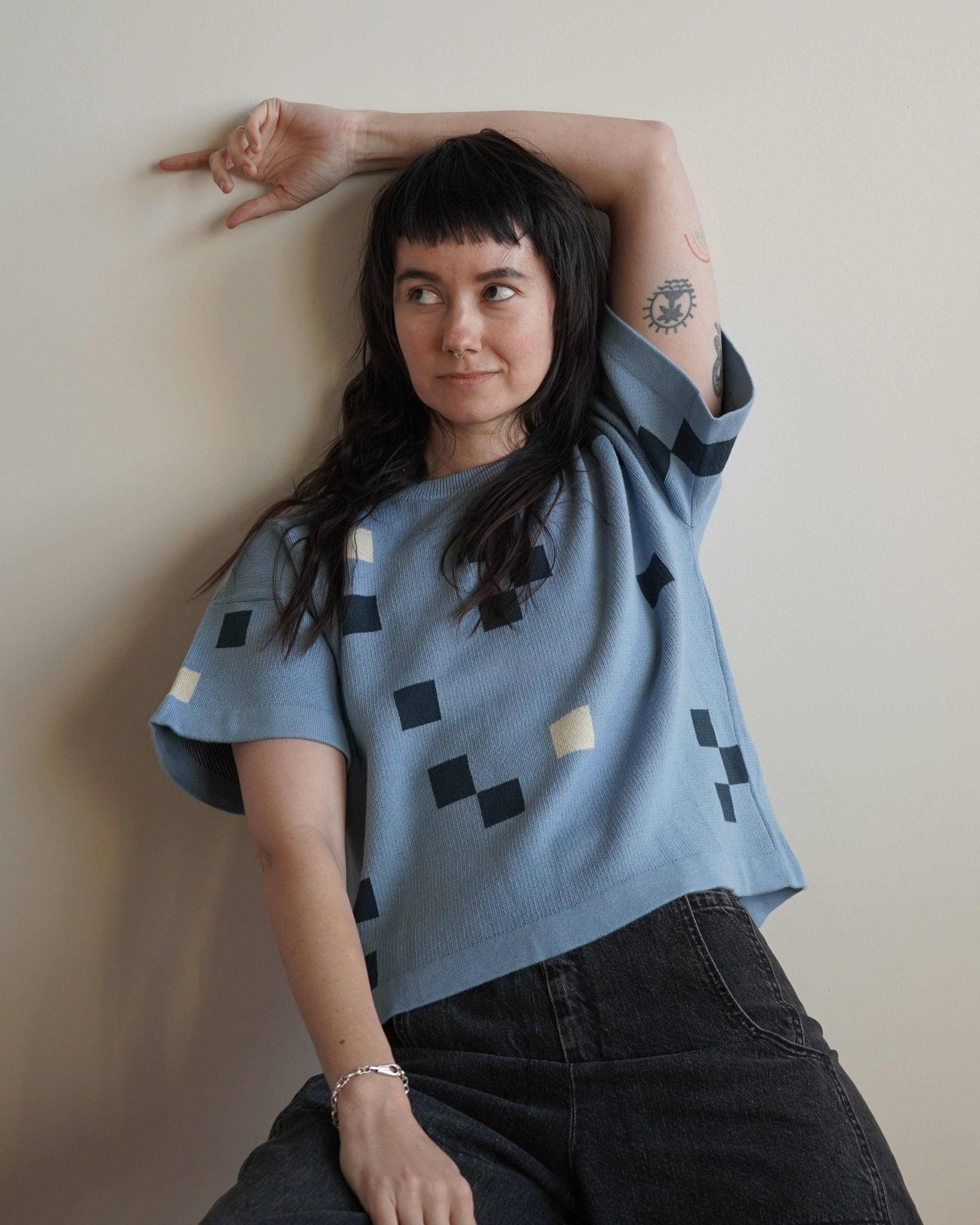 Albers Short Sleeve Sweater Tee | Larimar