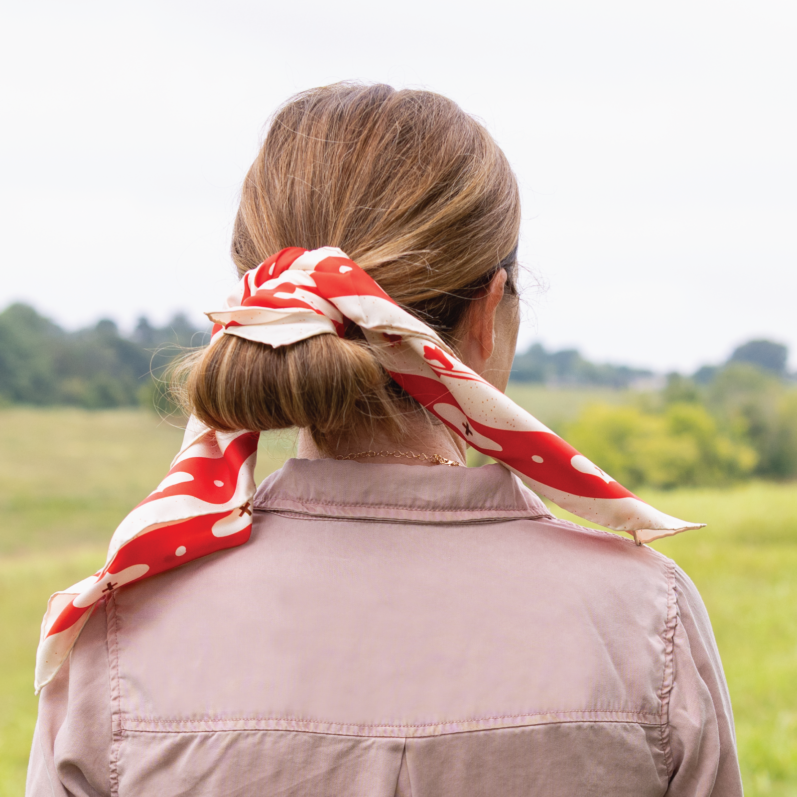 Silk Scarf - “Kickin' Up Dust” - Square Neck & Hair Scarf