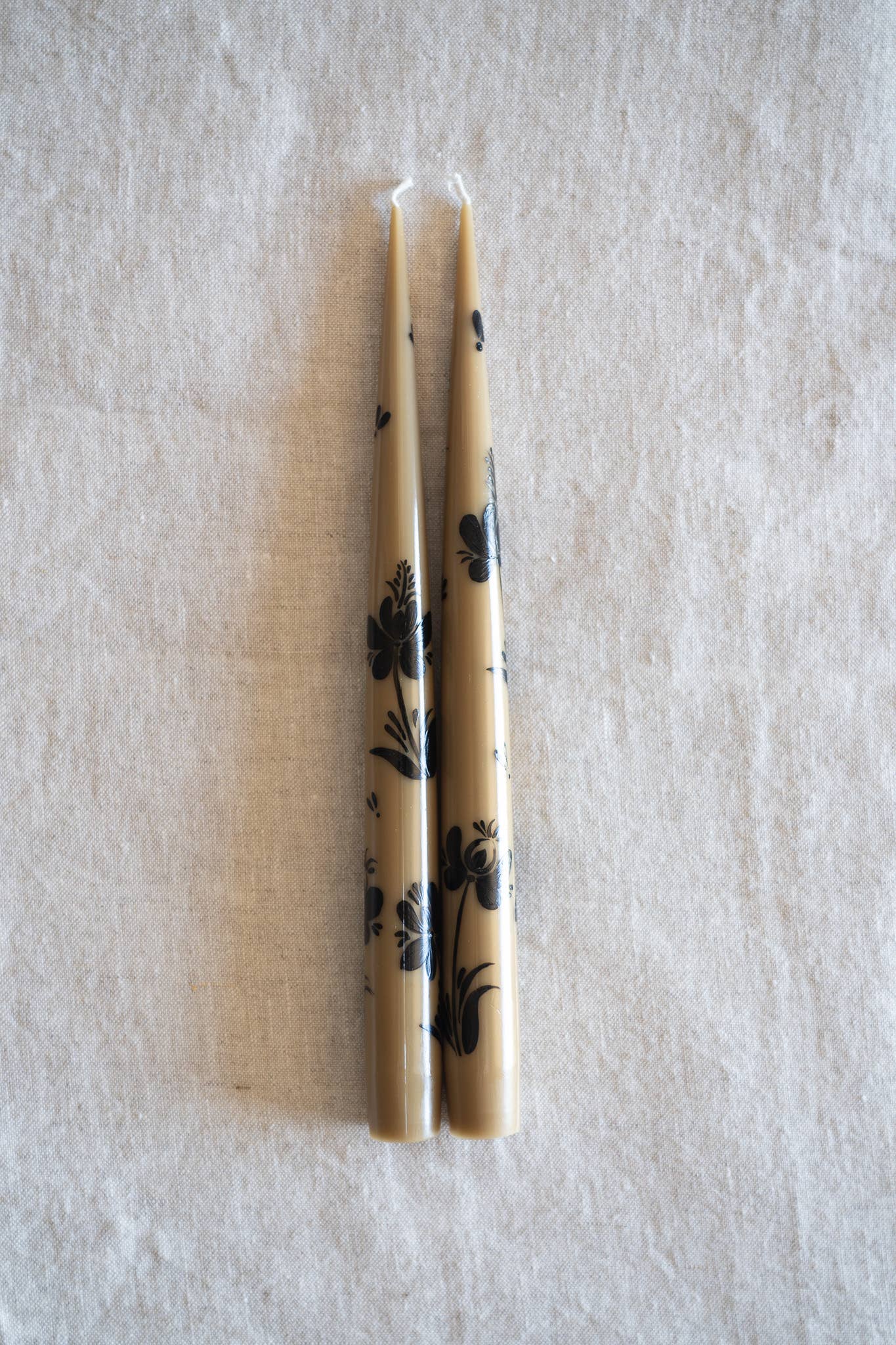Hand Painted Narrow Taper Candle (Brown)