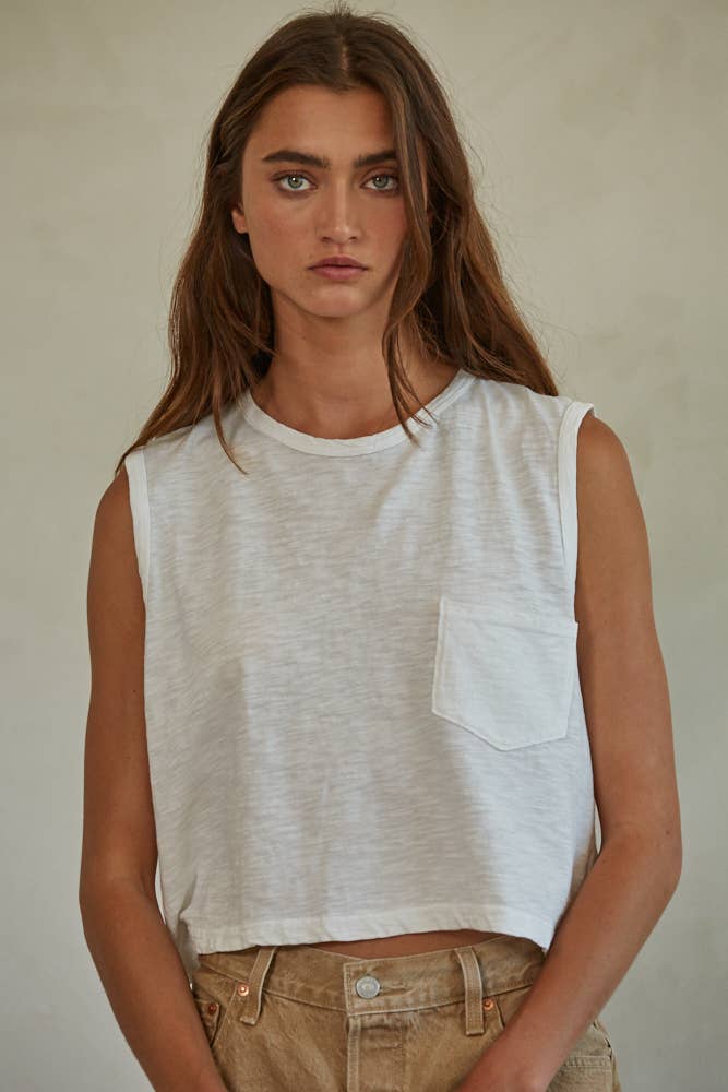 Knit Cotton Jersey Garment Washed Crop Tee | Off White