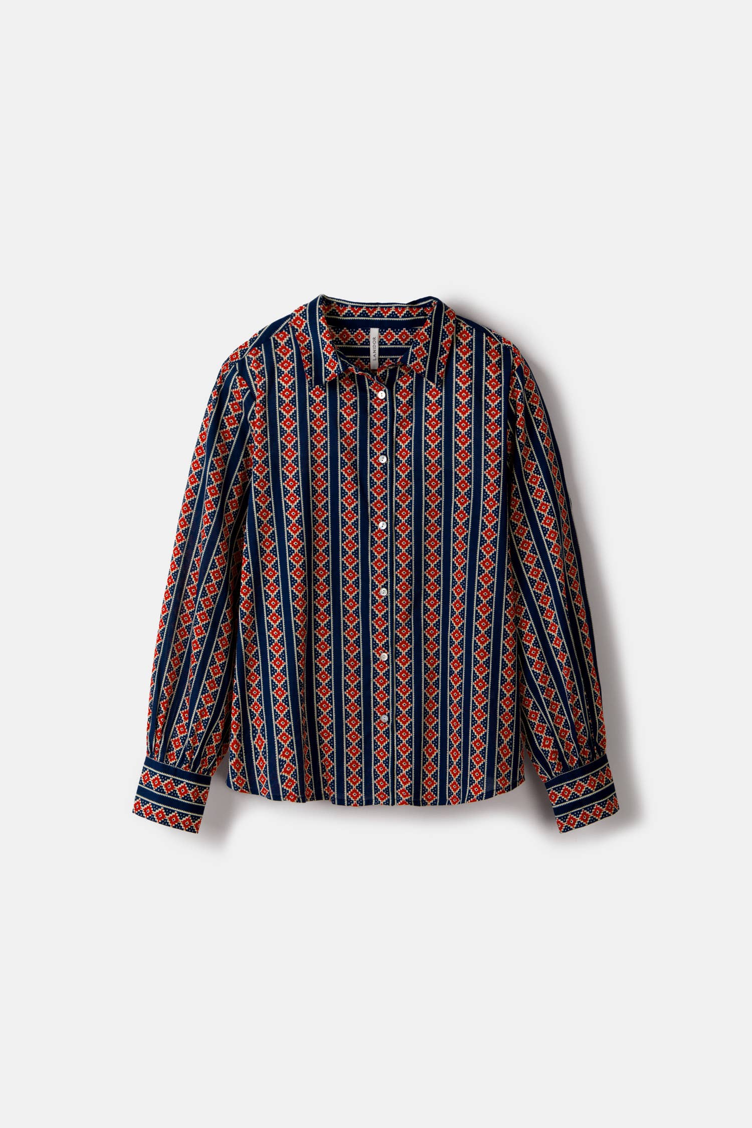 Classic Button Up Top | Navy Geometric