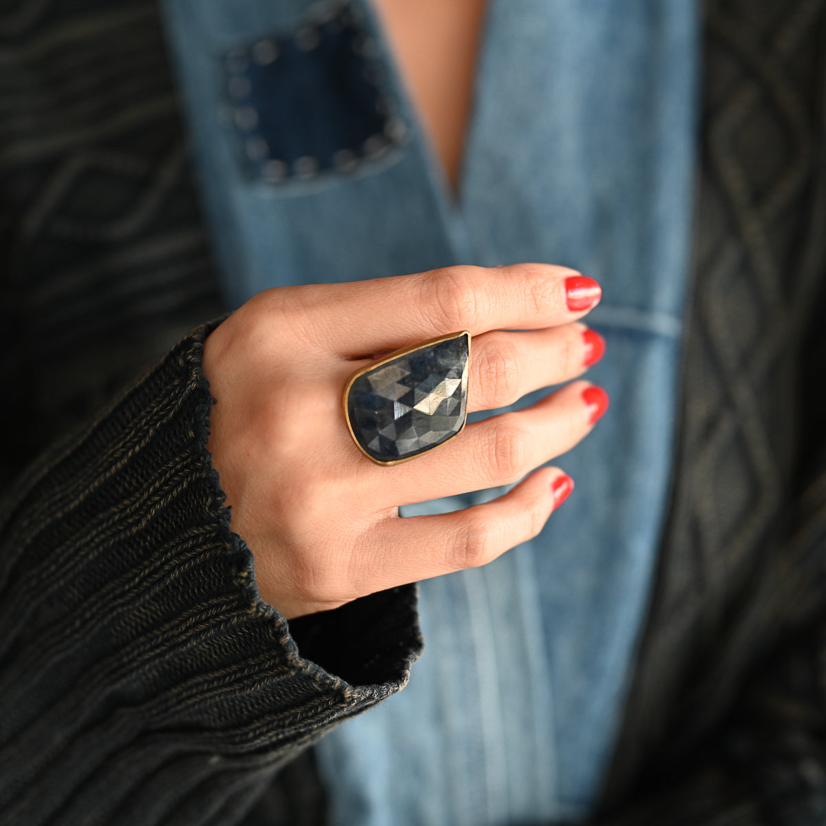 Brass Sapphire Ring | 8/9