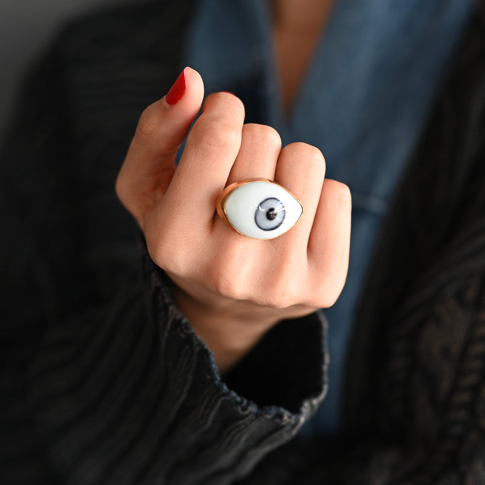 Brass Blue Eye Ring | 13/14