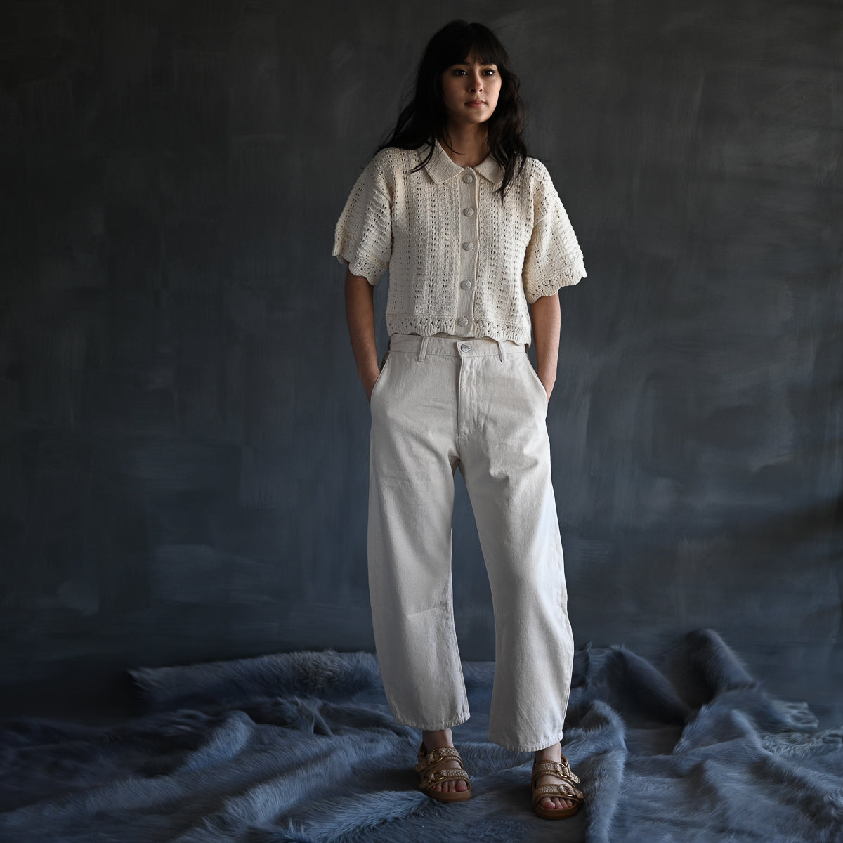 Roma Short Sleeved Top | Ecru