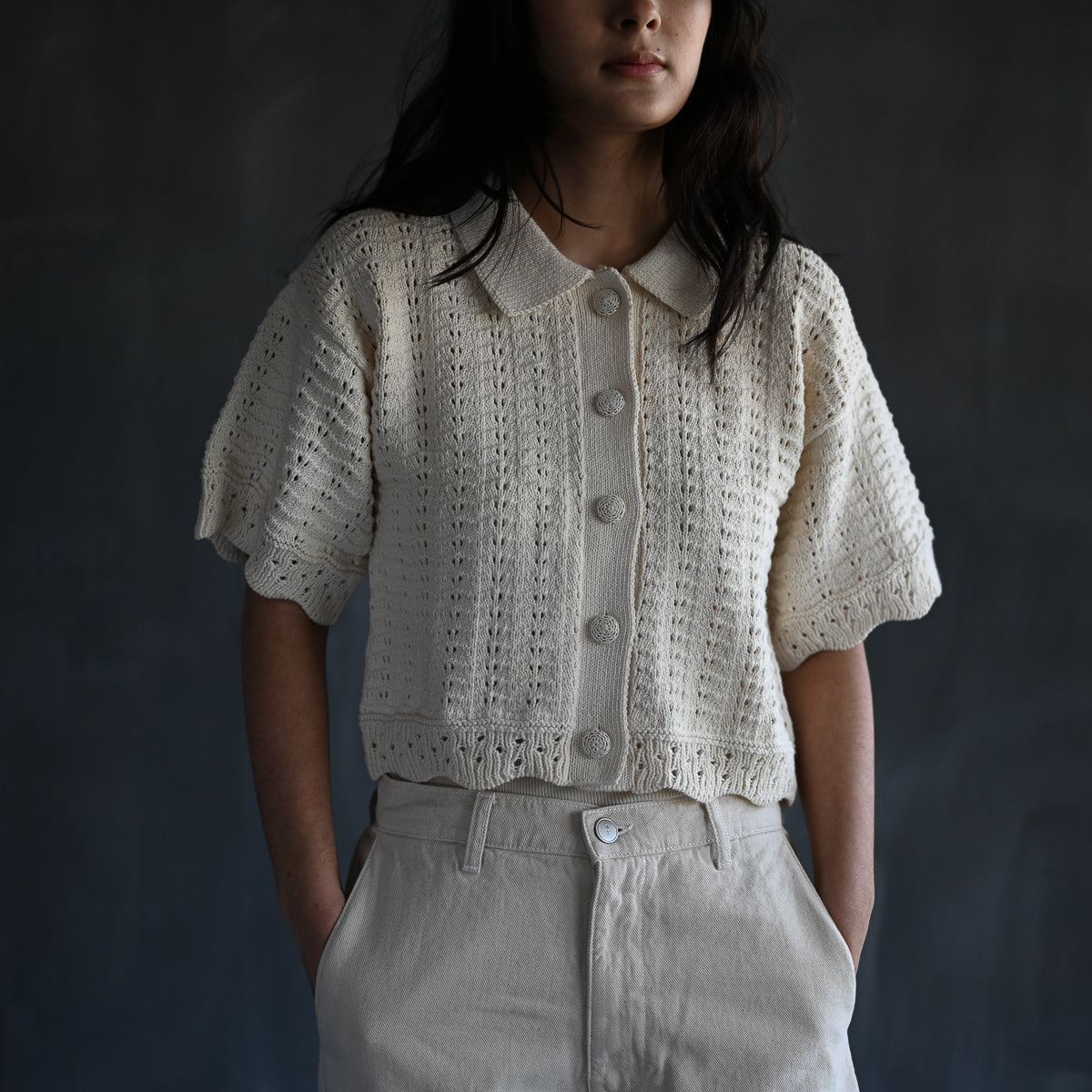 Roma Short Sleeved Top | Ecru