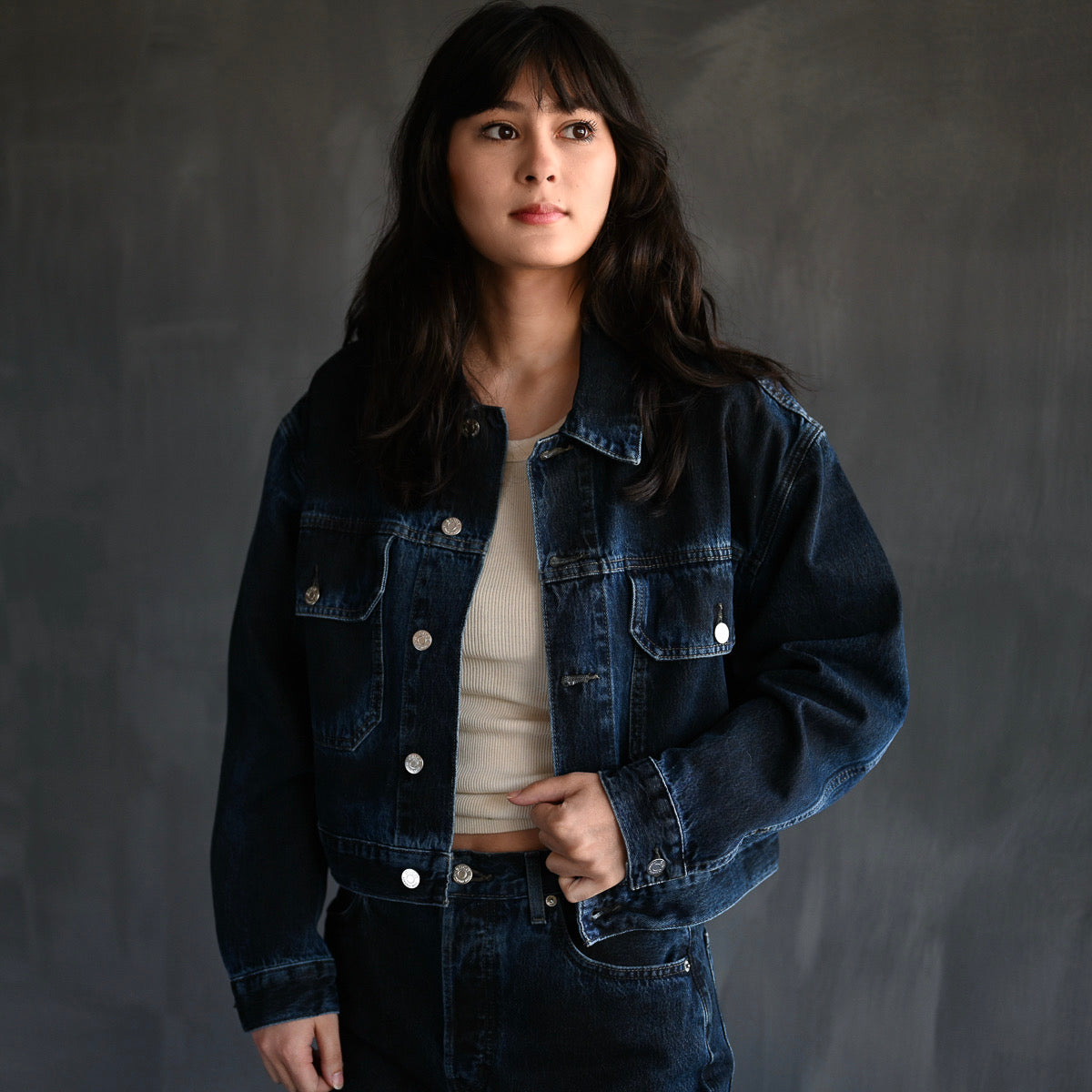 River Crop Jacket | Dark Shadow