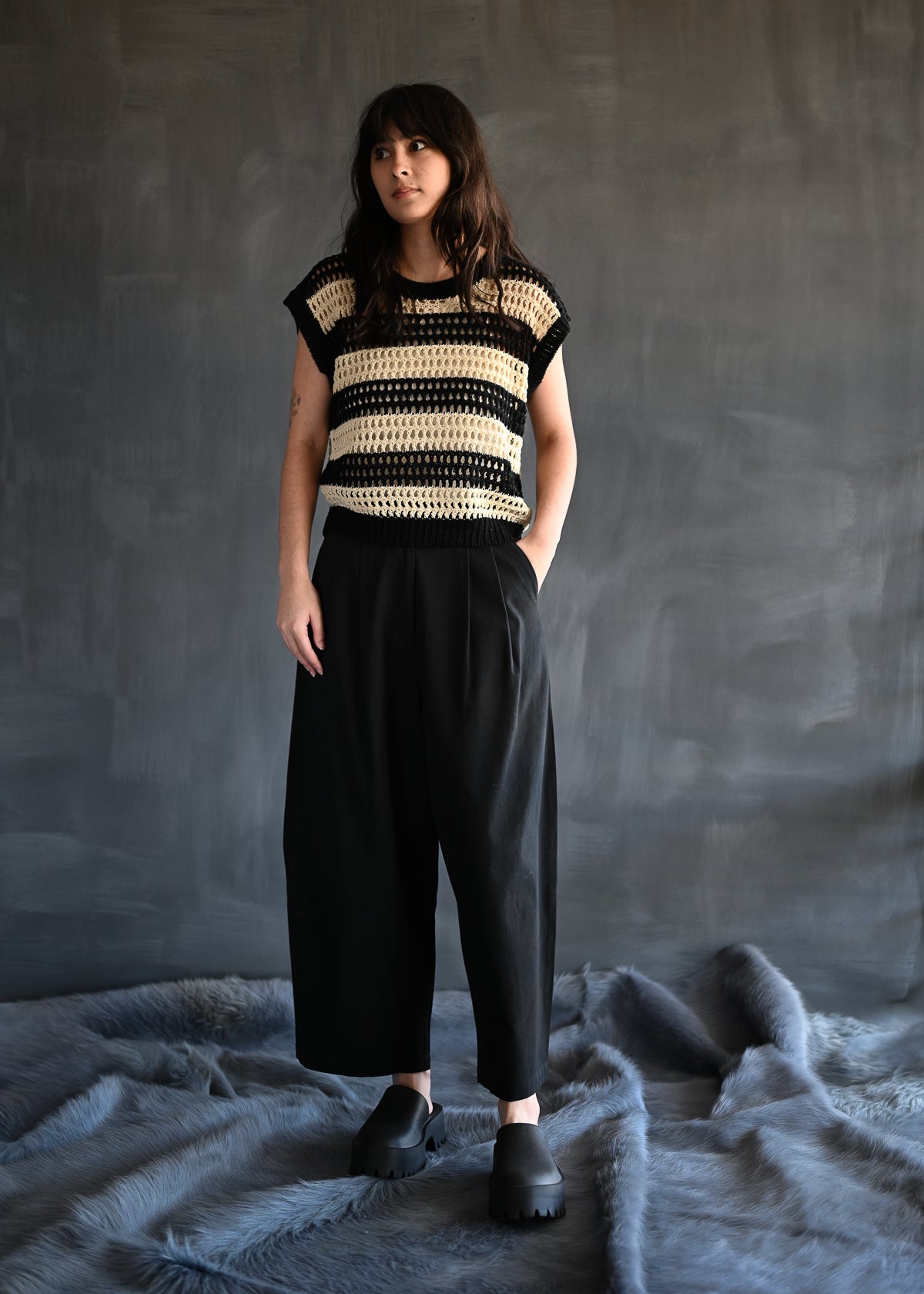 Striped Knit Top | Black Bisque