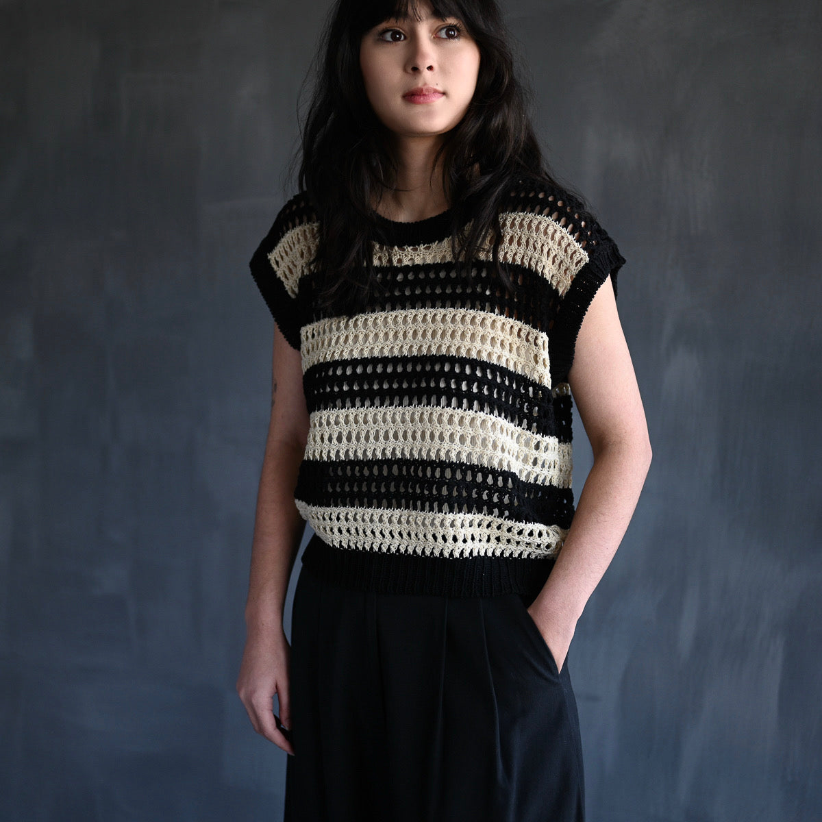 Striped Knit Top | Black Bisque