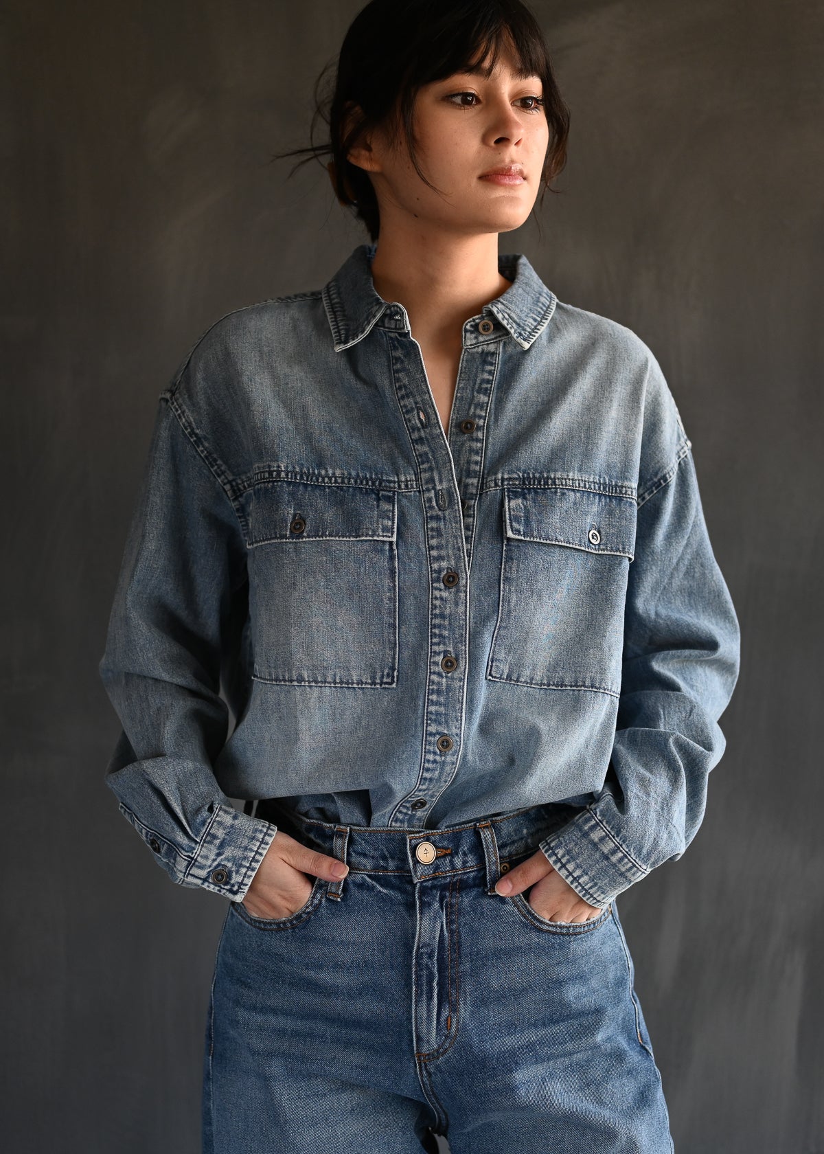 Oversized Denim Shirt | Blue Slush
