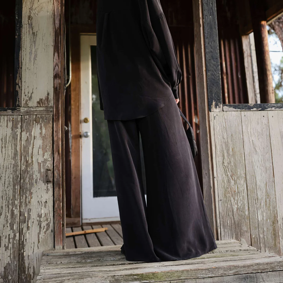 Sandwashed Silk Pant | Black