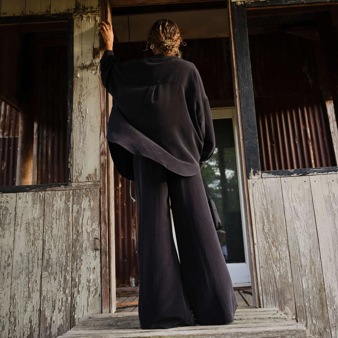 Sandwashed Silk Pant | Black