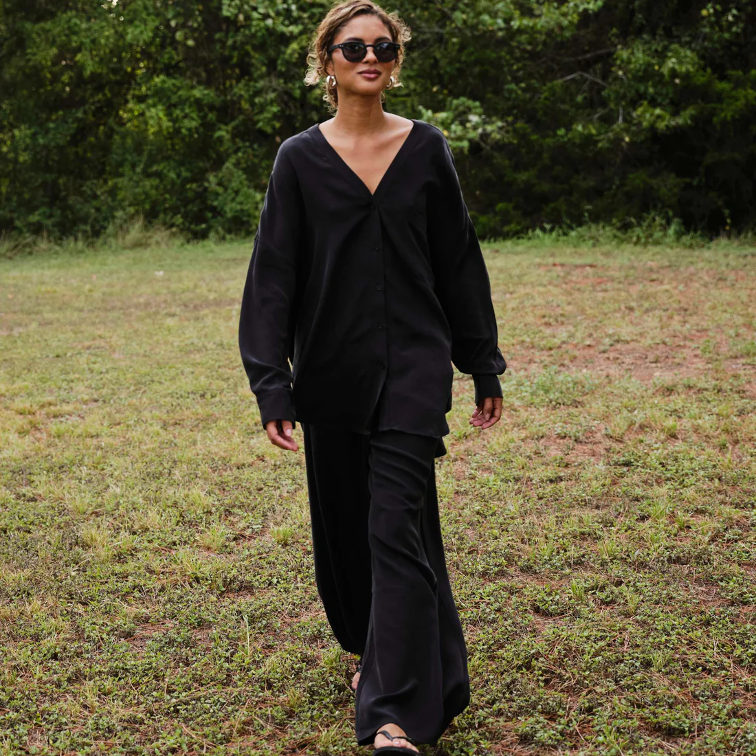 Sandwashed Silk Pant | Black