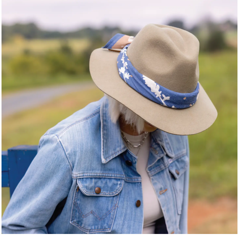 Kickin Up Dust | Cotton Voile Bandana | Deep End Blue