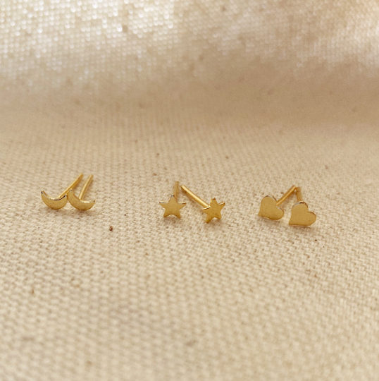 Trio Set of Studs | Star, Moon And Heart