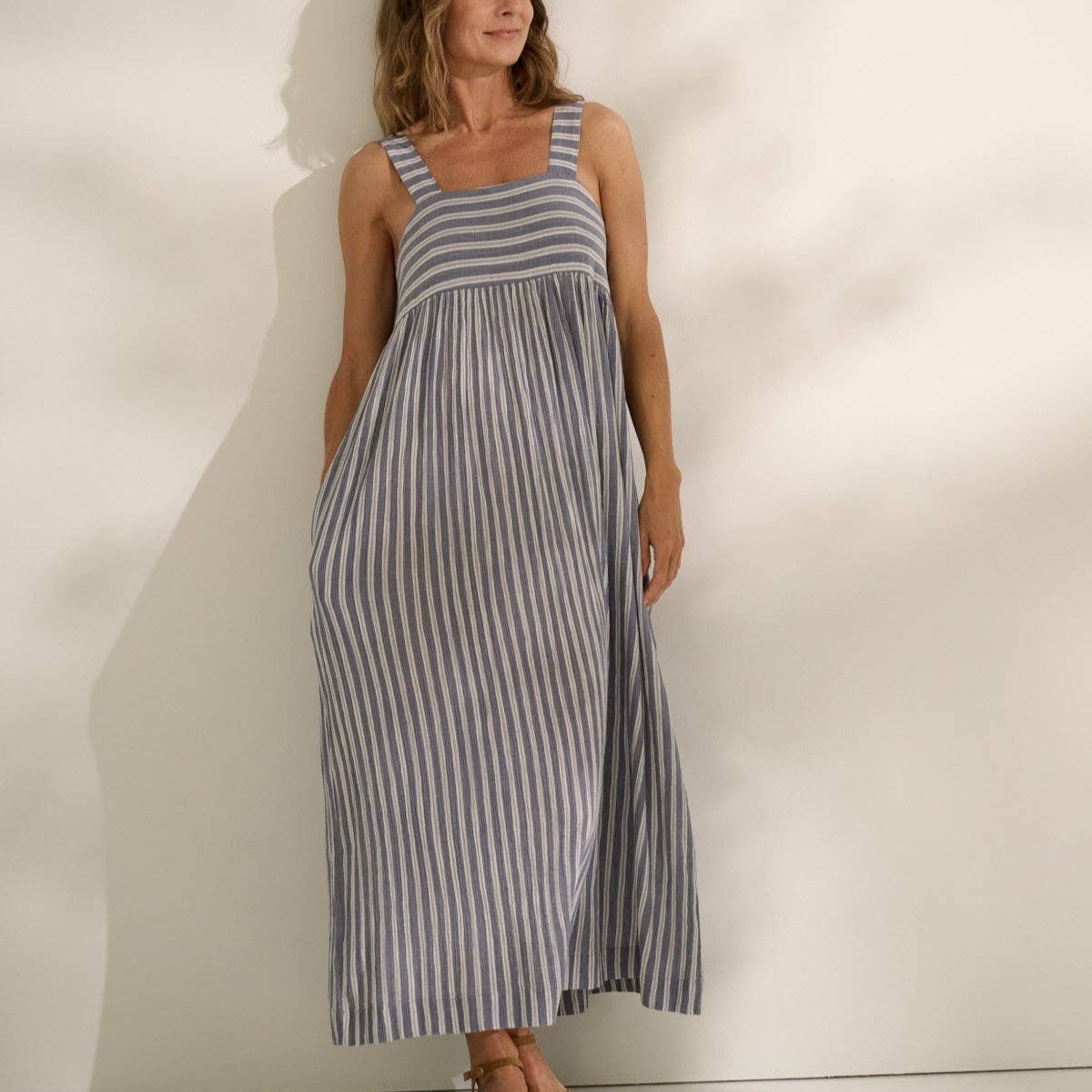 Danish Sundress | Sea Blue Stripe