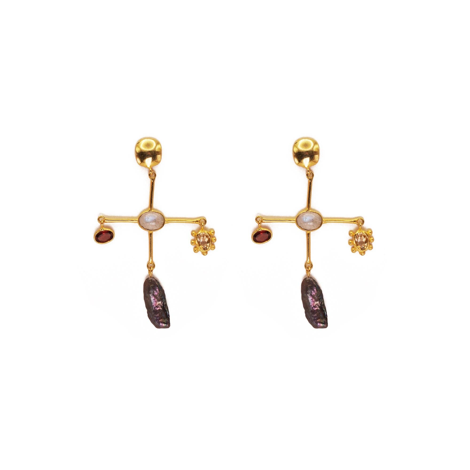 Sun & Pearl Dangle Earrings