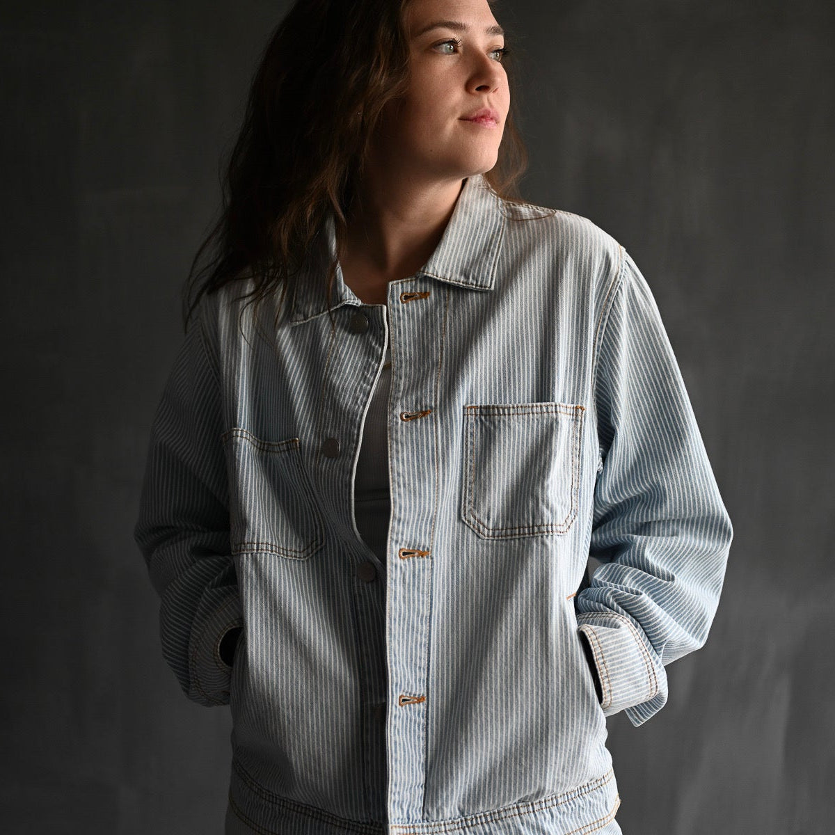 Cody Railroad Stripe Jacket | Powder Blue