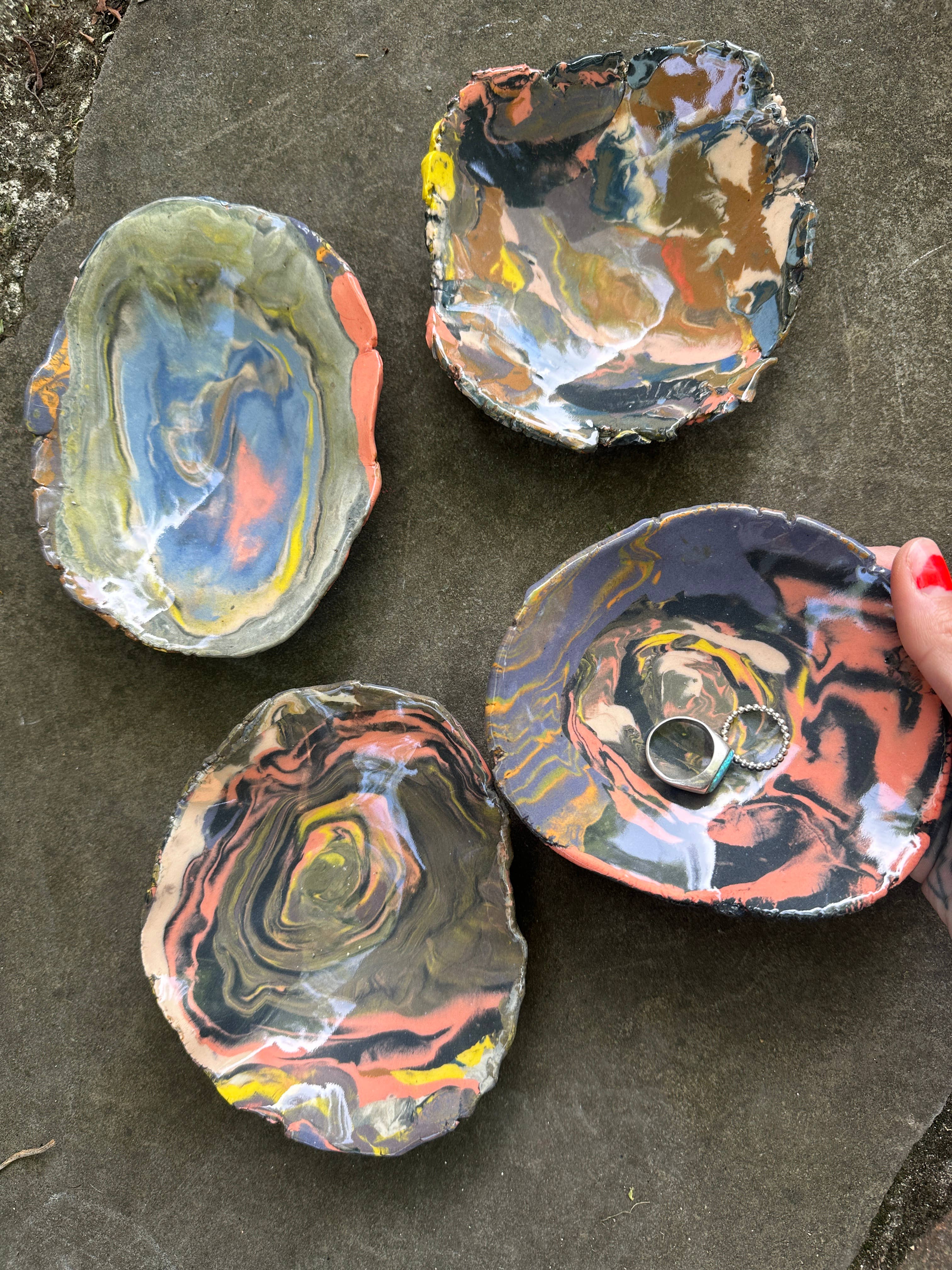 Raw Edge Nerikomi Dish