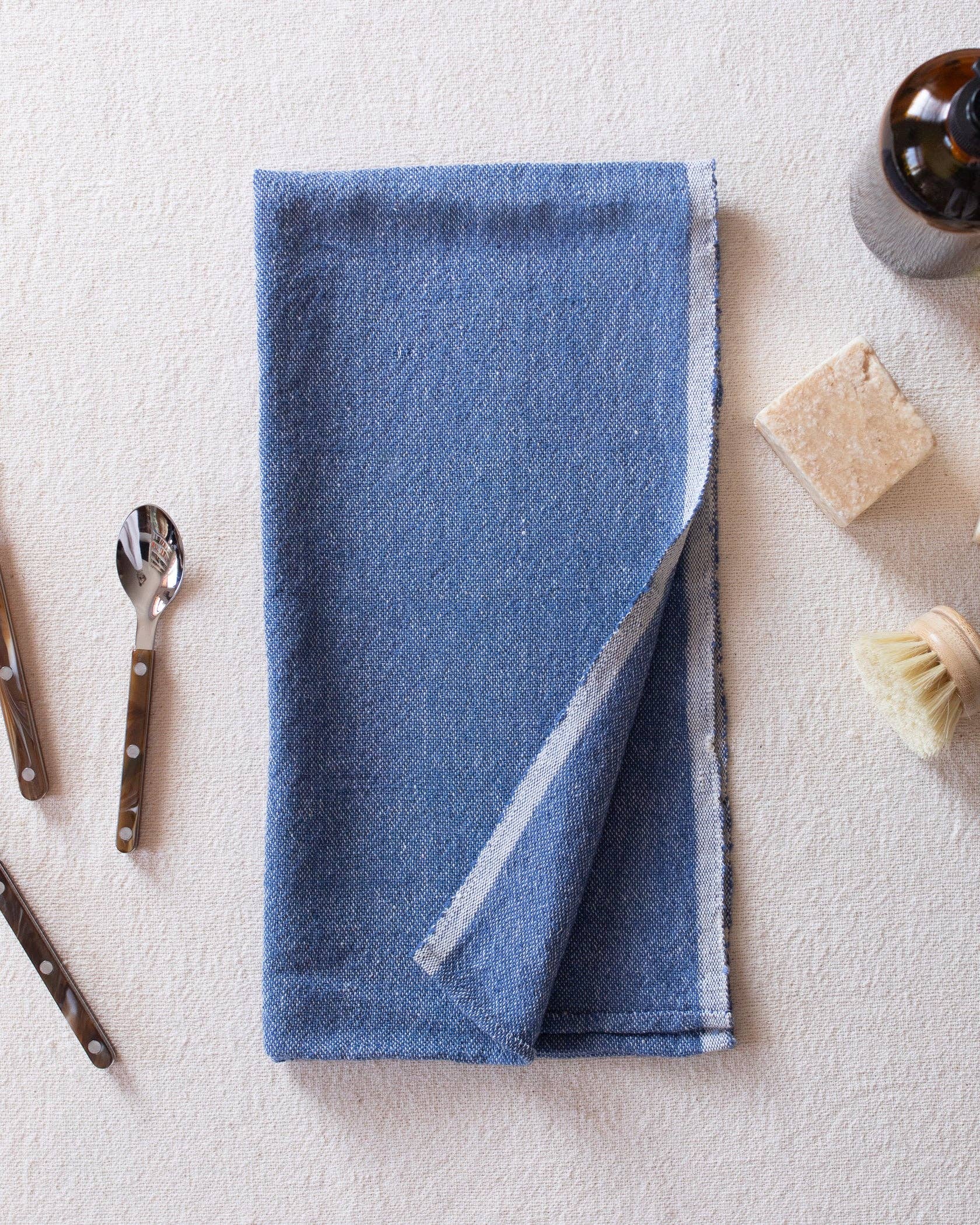 Hand Woven Cotton Hand Towel | Chambray