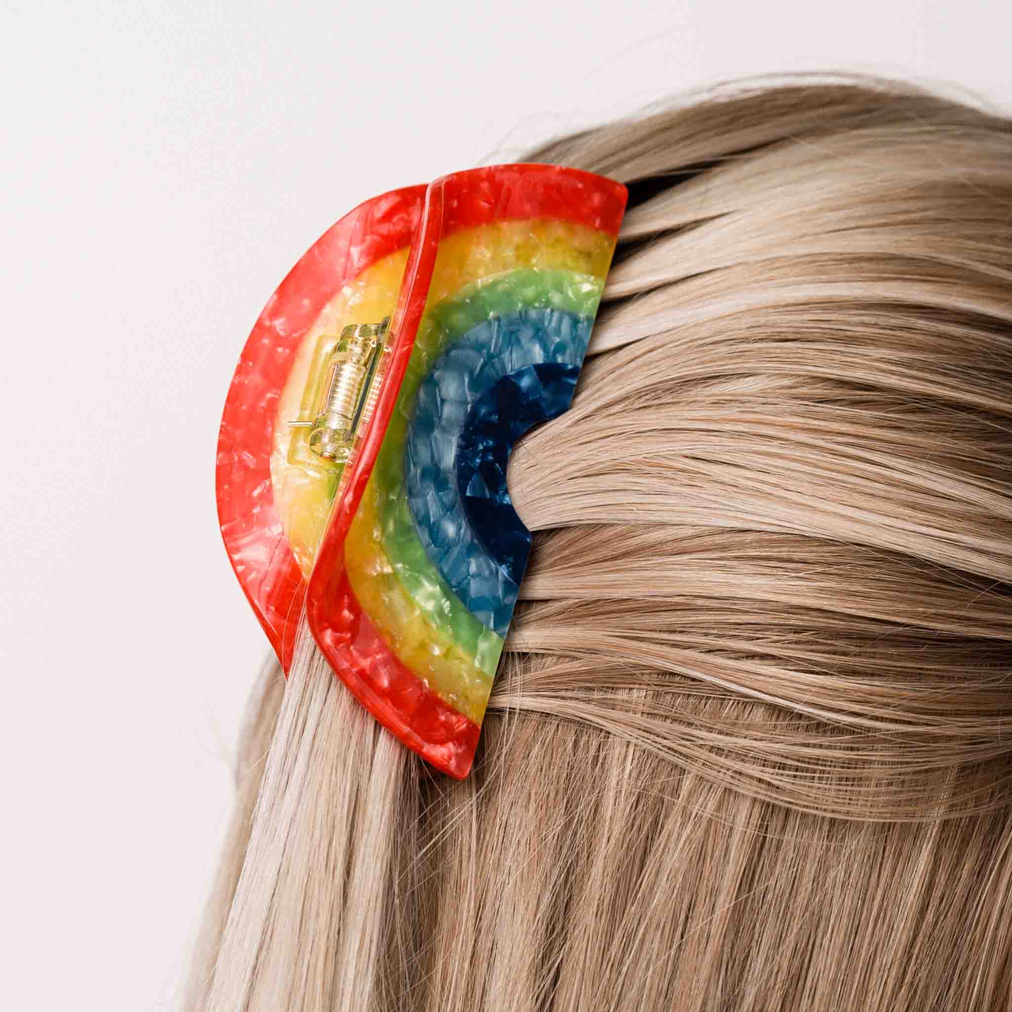 Handmade Rainbow Cellulose Acetate Hair Claw Clip