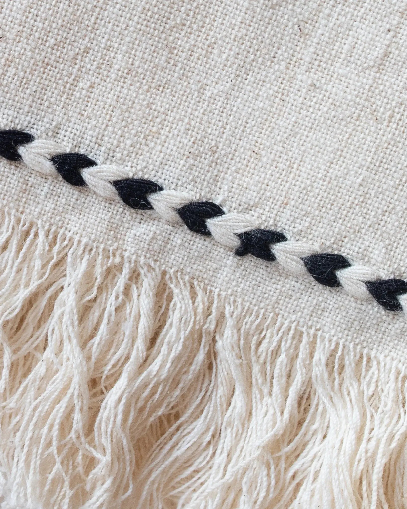 Braid Detail Hand Woven Cotton Napkin Set | Black
