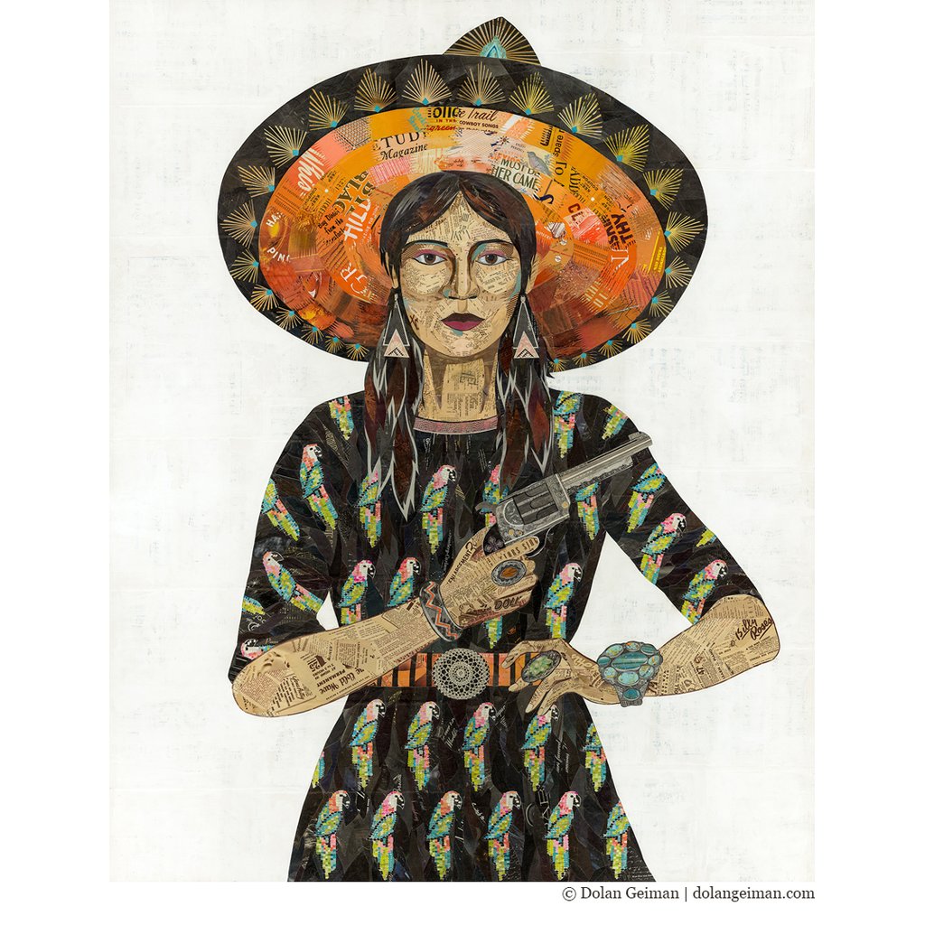 Cowgirl with Parrot Dress Art Dolan Geiman - Stash Co