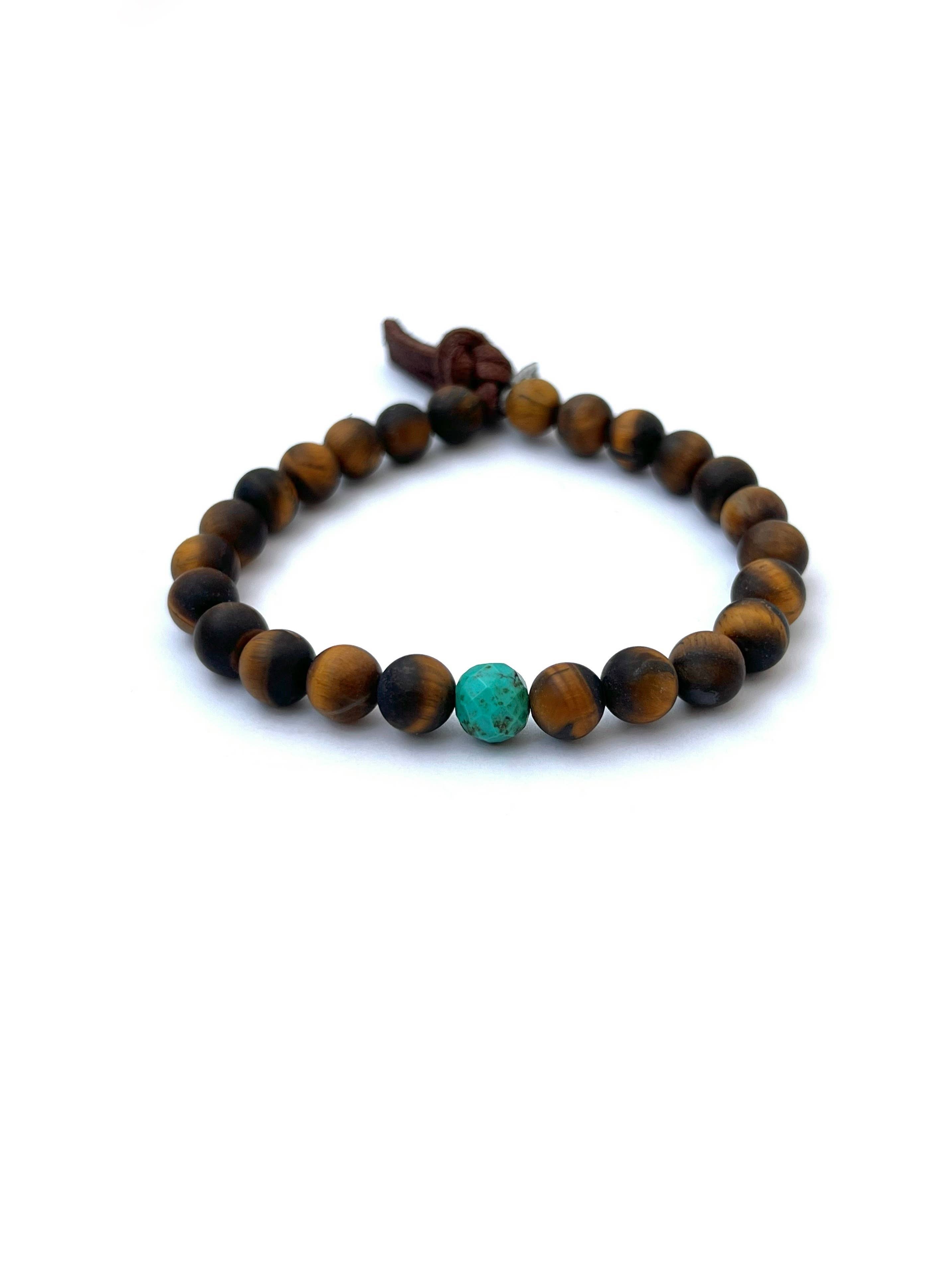 Matte Tigers Eye Men's Stretch Bracelet