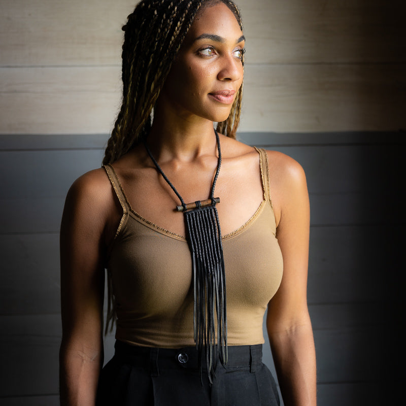 Coil x Fringe | Copper Tone Metal Bar Necklace