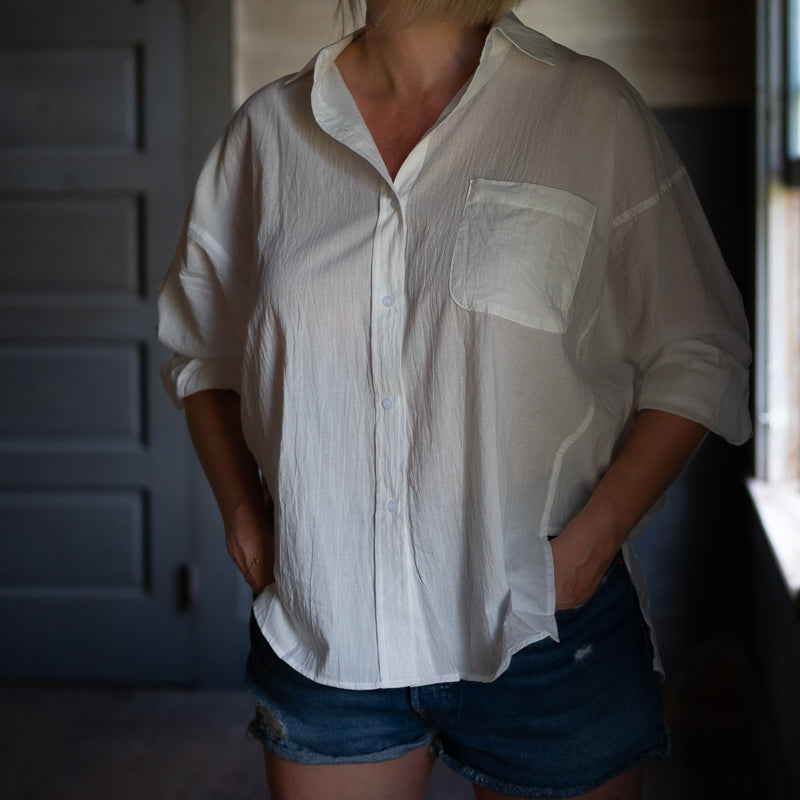 Oversized Side Panel Shirt | White