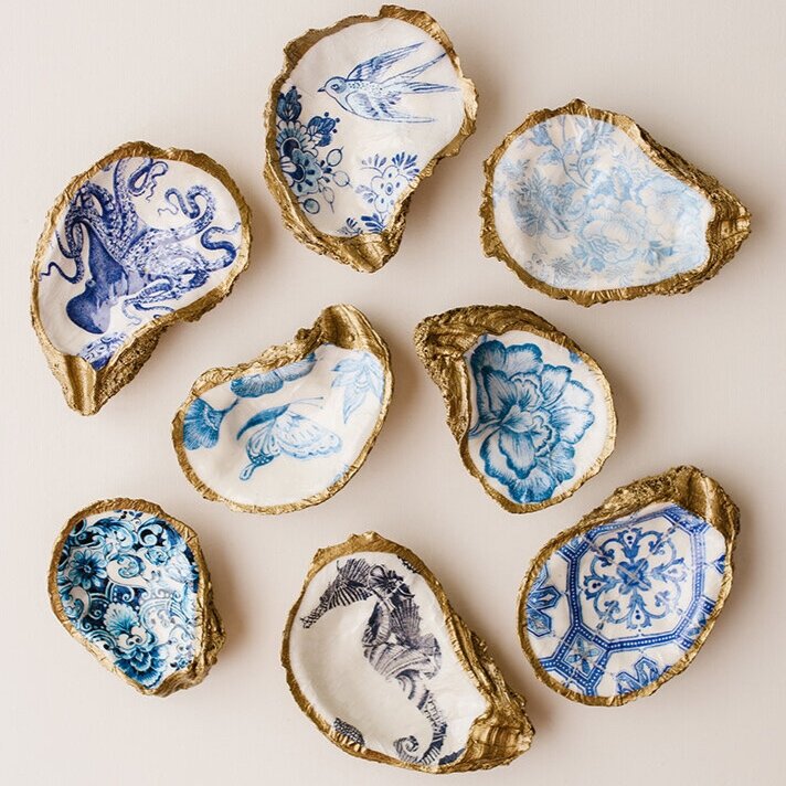 Decoupage Oyster Ring Dish | Indigo Collection