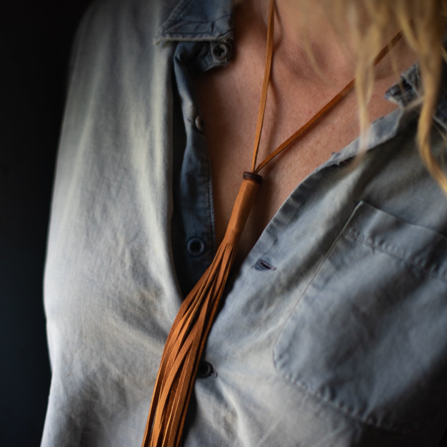 Fringe Mala Necklace | Caramel Deerskin Necklace Stash - Stash Co