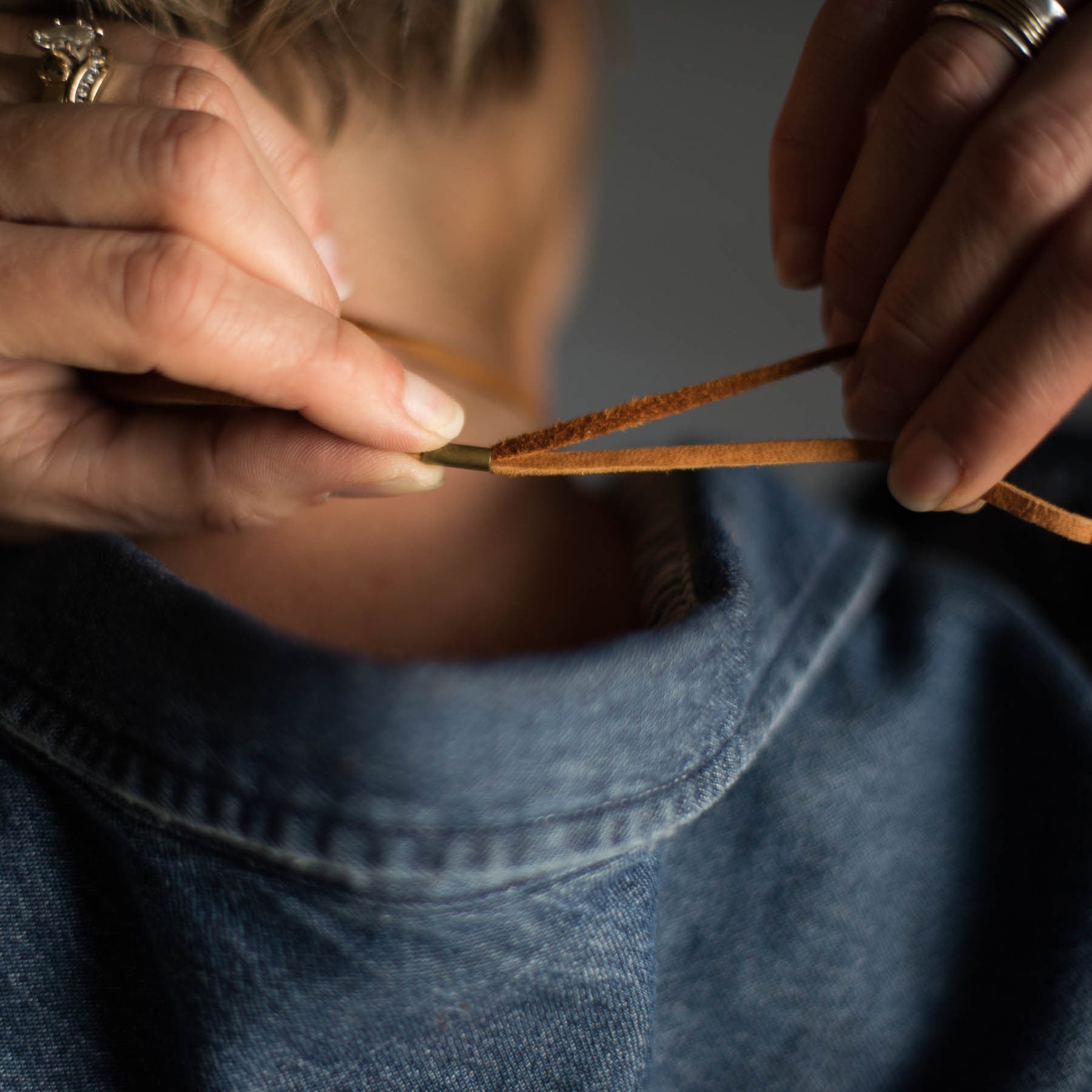 Fringe Mala Necklace | Caramel Deerskin Necklace Stash - Stash Co