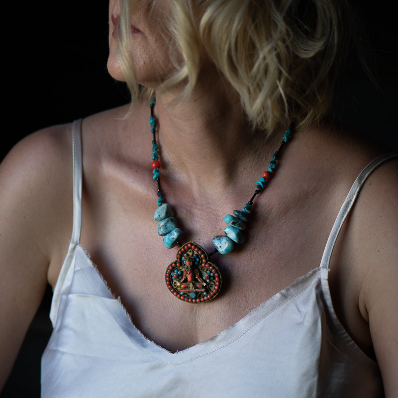 Turquoise Coral Himalayan Buddha Bijou