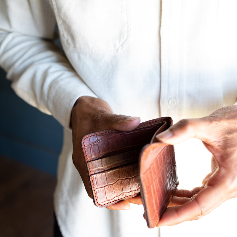 Horizon Wallet | Luxe Cognac Croc