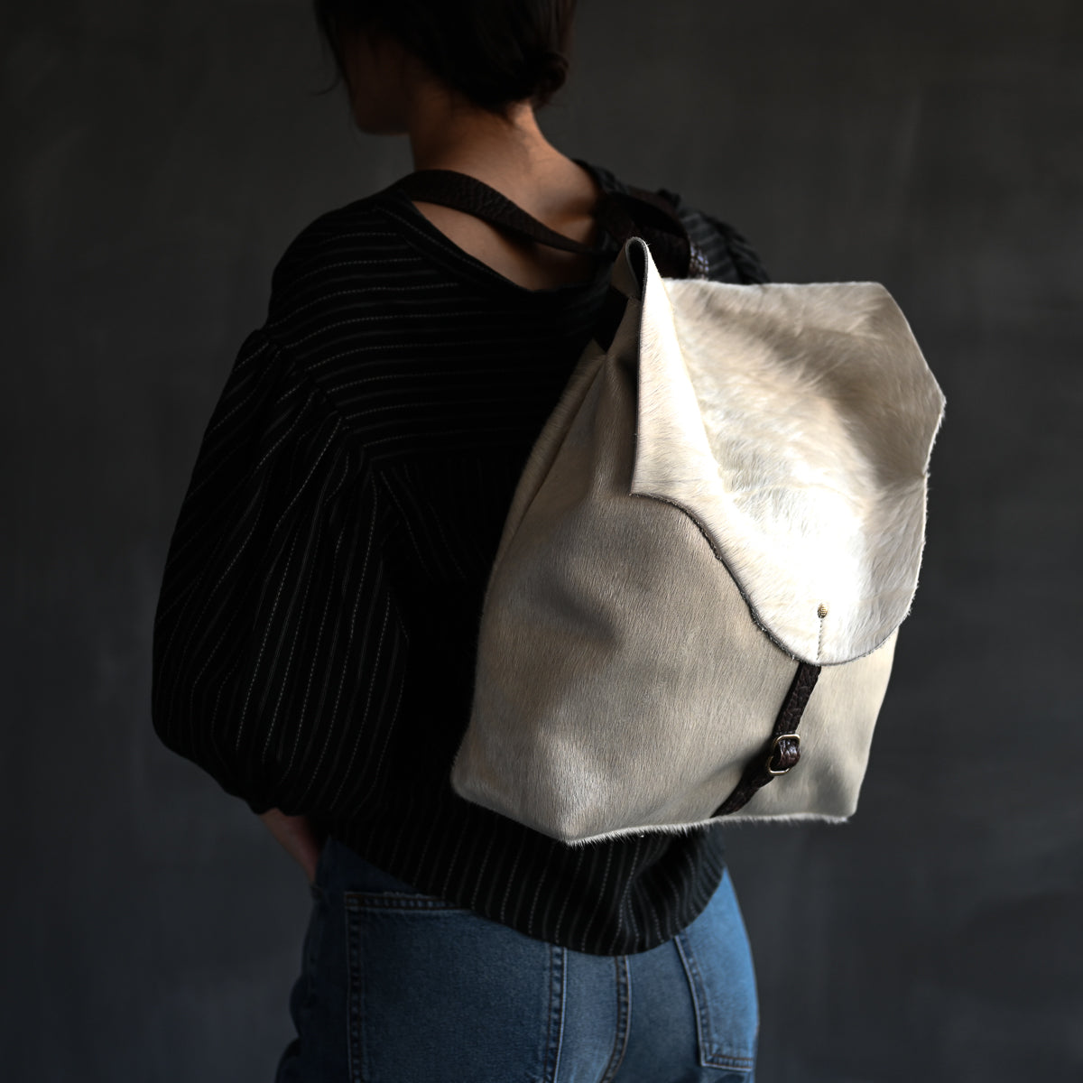 Artisan Backpack LE | Pearl Hair Hide with Mocha Strap