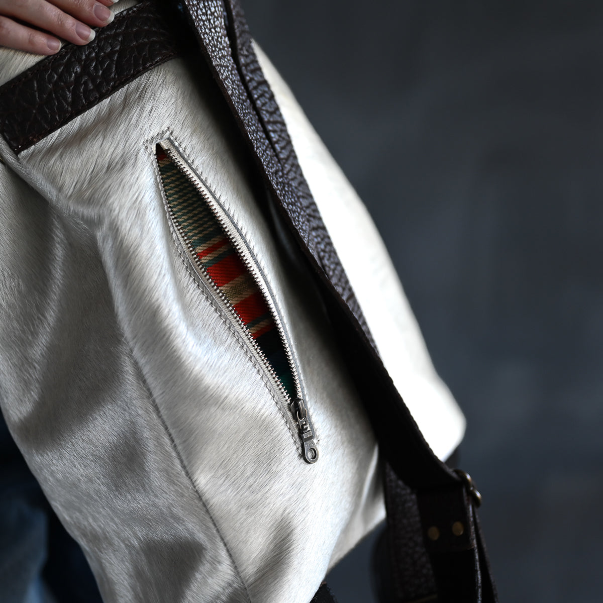 Artisan Backpack LE | Pearl Hair Hide with Mocha Strap