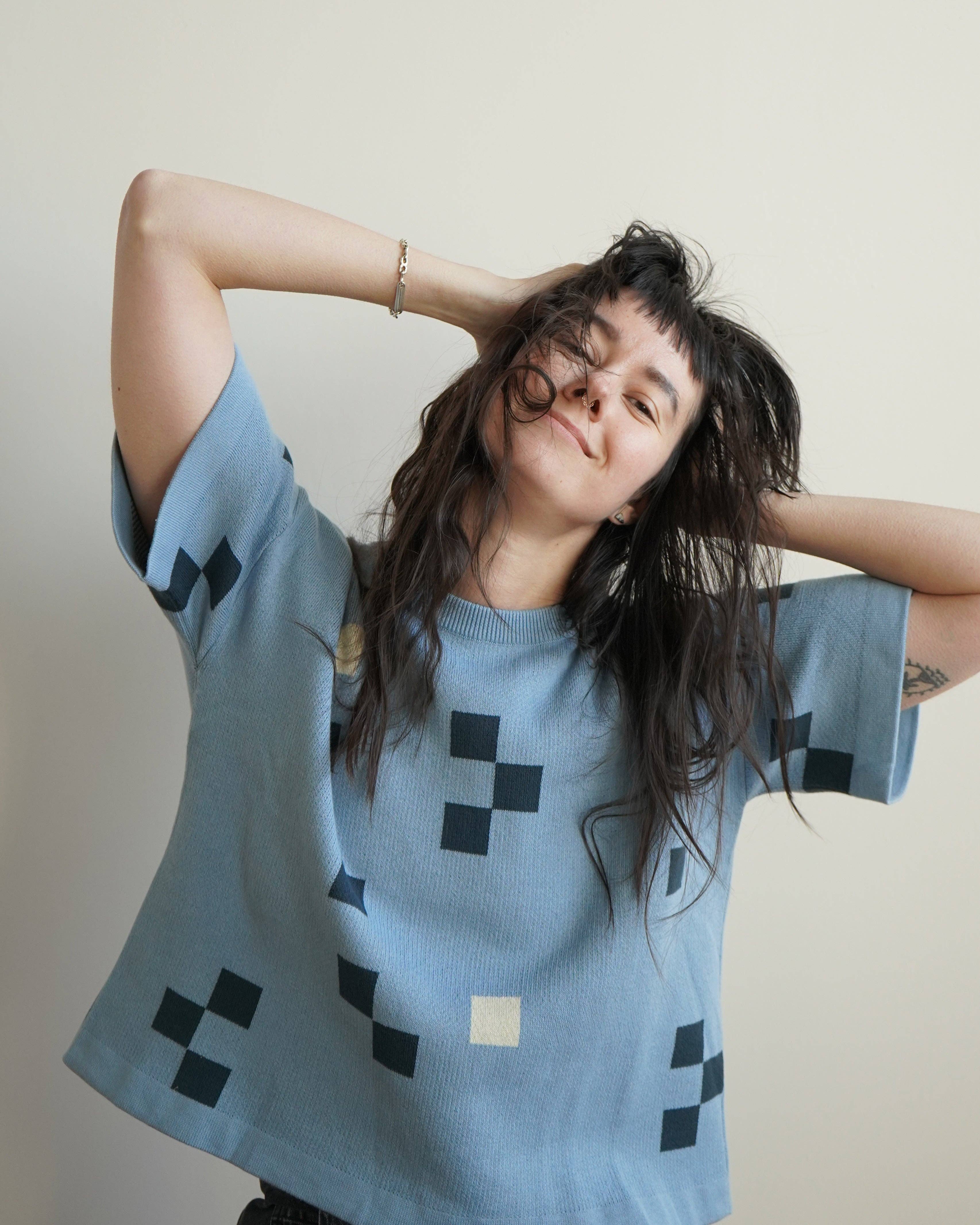 Albers Short Sleeve Sweater Tee | Larimar