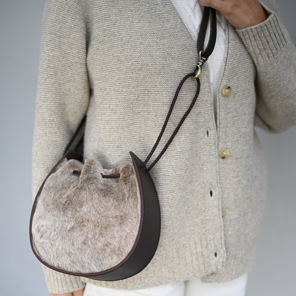 Joi Bag LE | Karakul Taupe Brown Tip Grey Silky Wavy Hair Hide