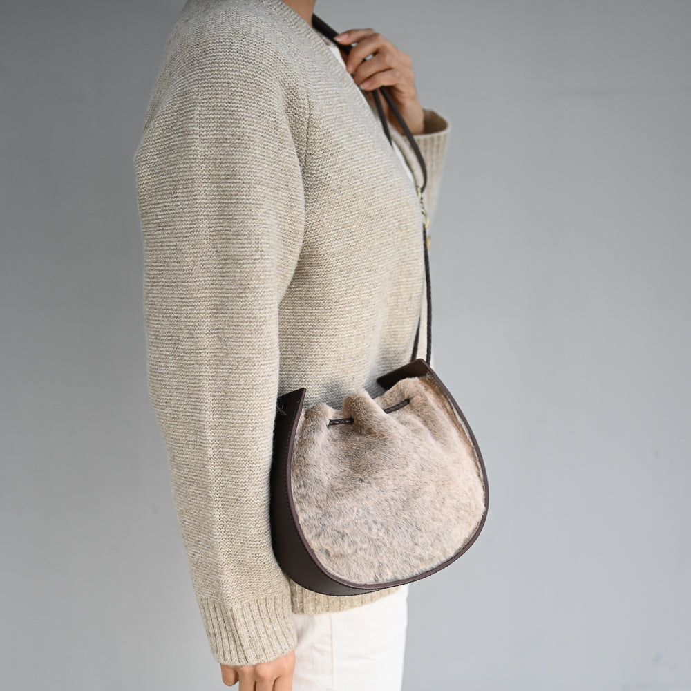 Joi Bag LE | Karakul Taupe Brown Tip Grey Silky Wavy Hair Hide