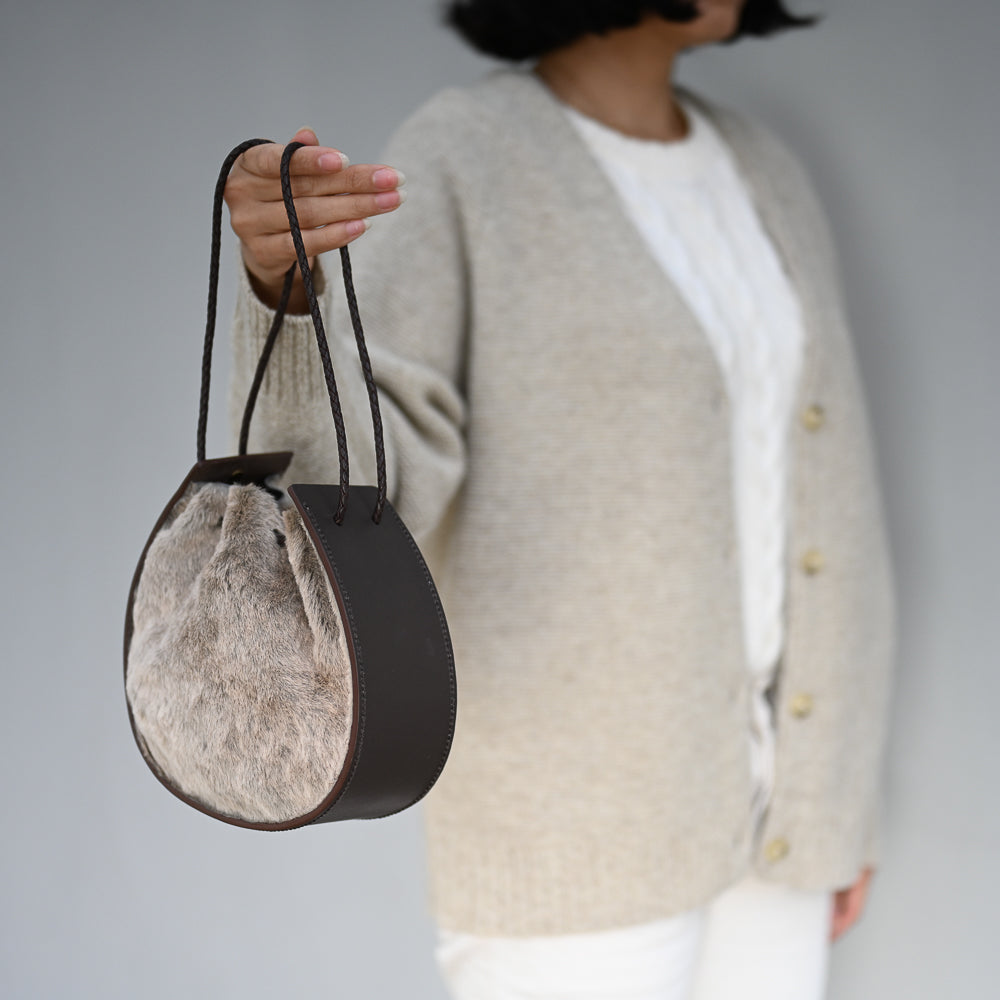 Joi Bag LE | Karakul Taupe Brown Tip Grey Silky Wavy Hair Hide