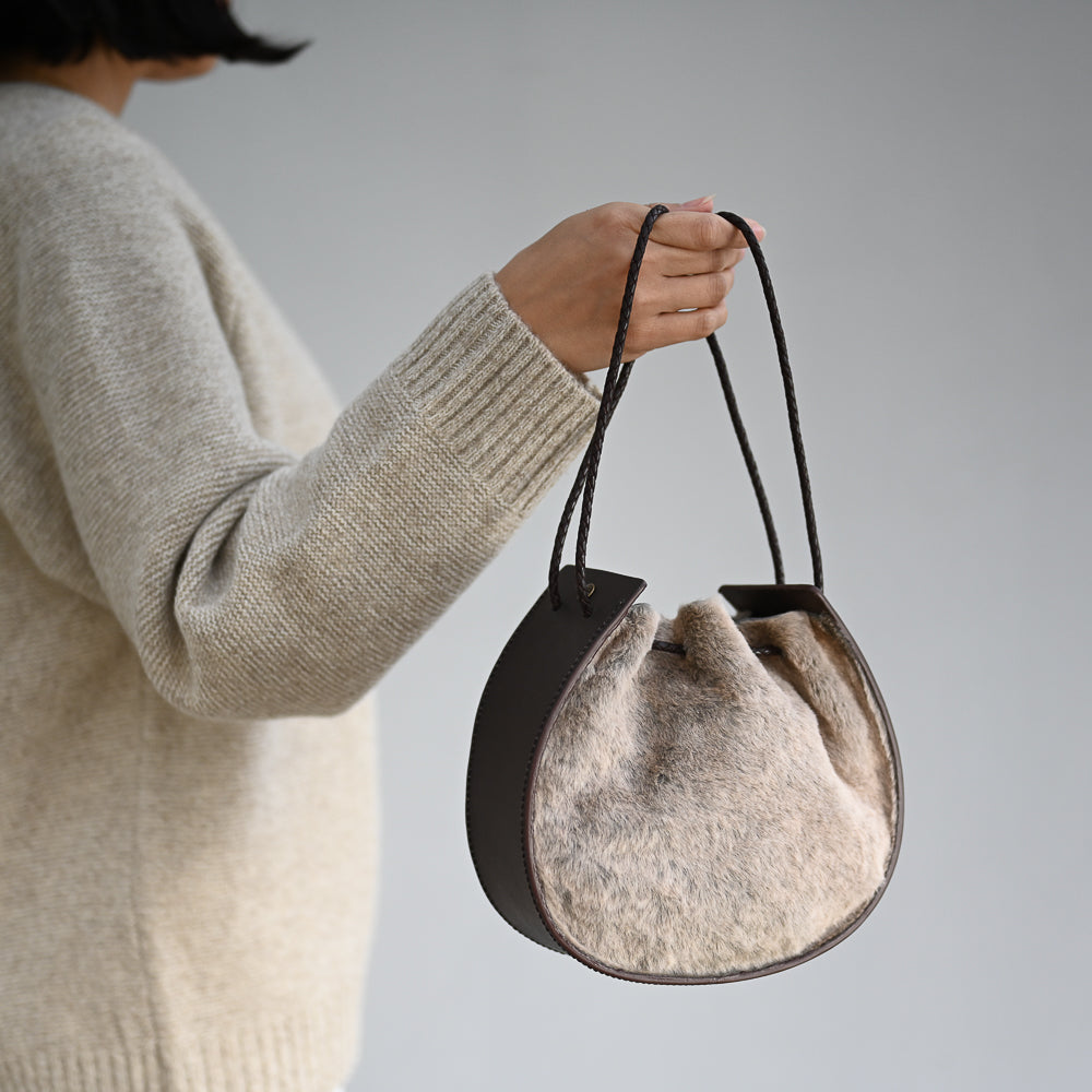 Joi Bag LE | Karakul Taupe Brown Tip Grey Silky Wavy Hair Hide