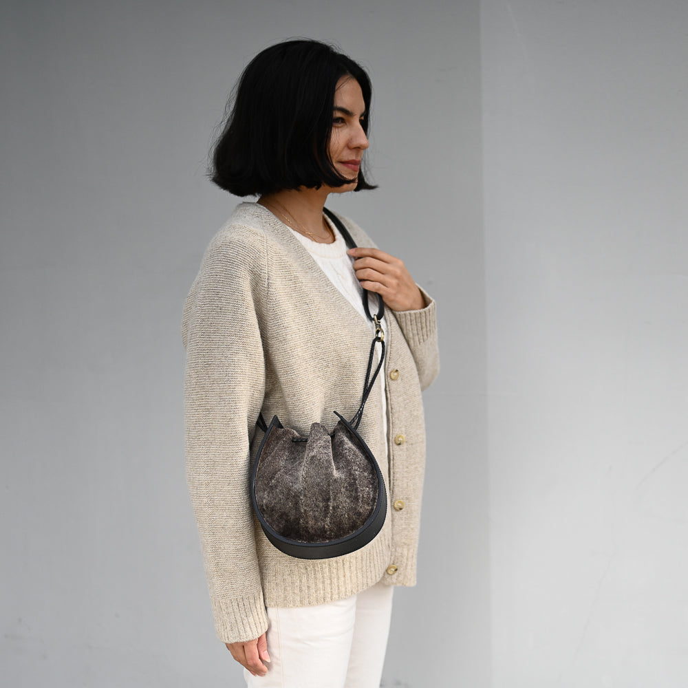 Joi Bag LE | Black and Cream Silky Hair Hide